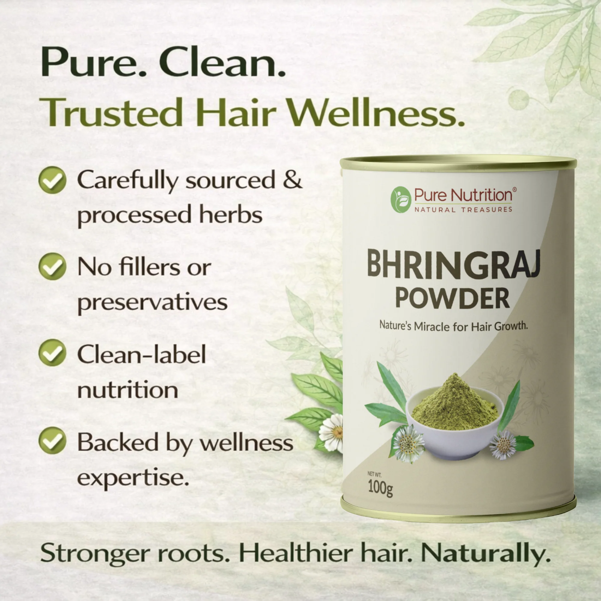 Pure Nutrition Bhringraj Powder| Herbal Powder for Hair Care - Image 2