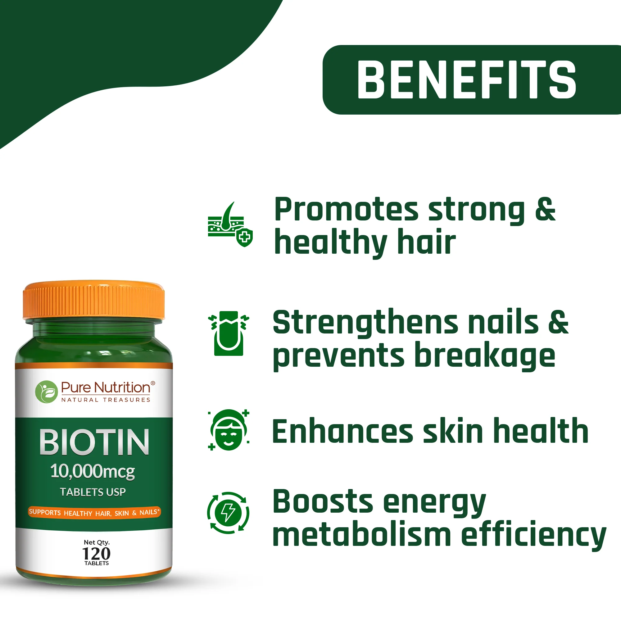 Pure Nutrition Biotin 10,000 mcg | Pharma Grade - Image 3