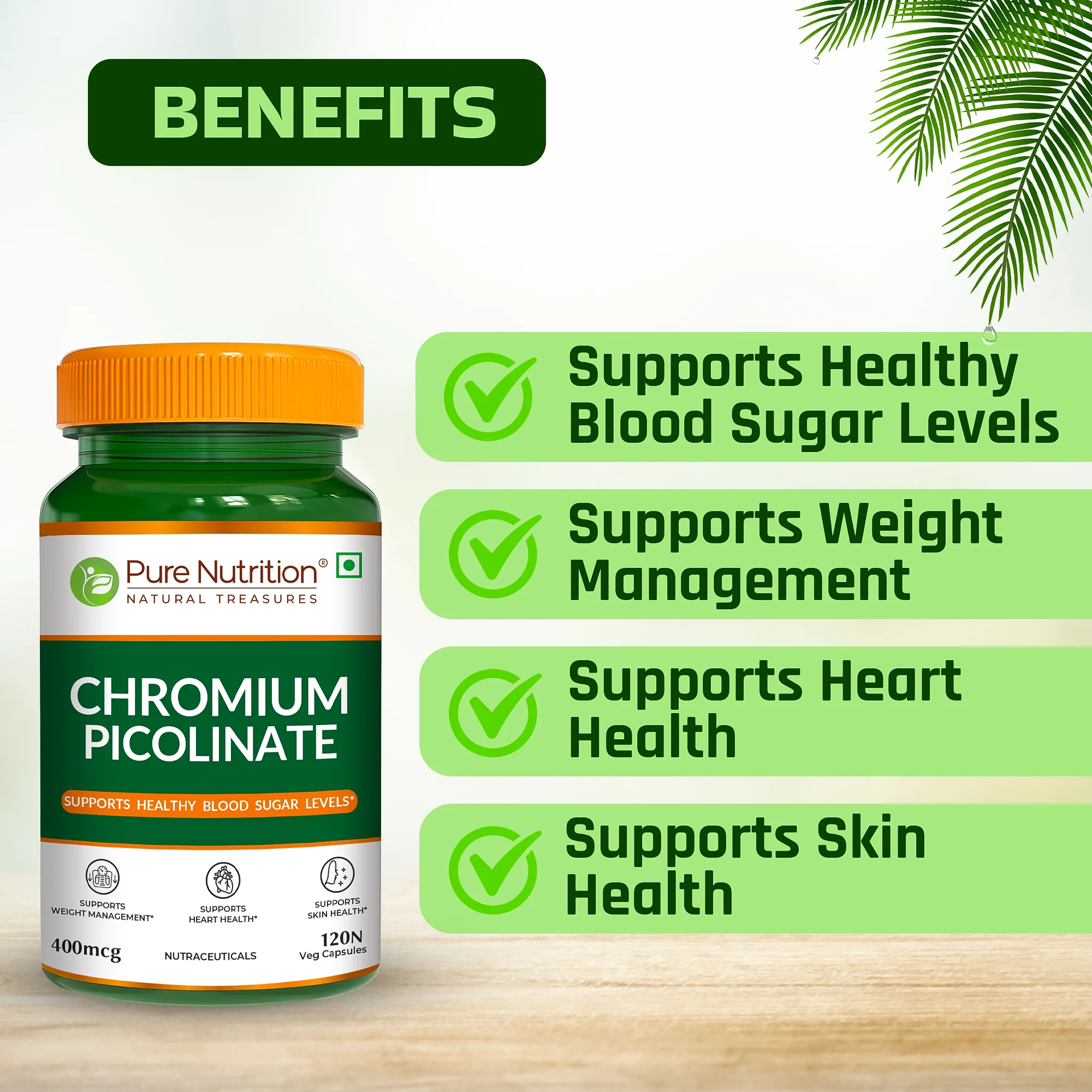 Pure Nutrition Chromium Picolinate – 120 Veg Capsules - Image 3