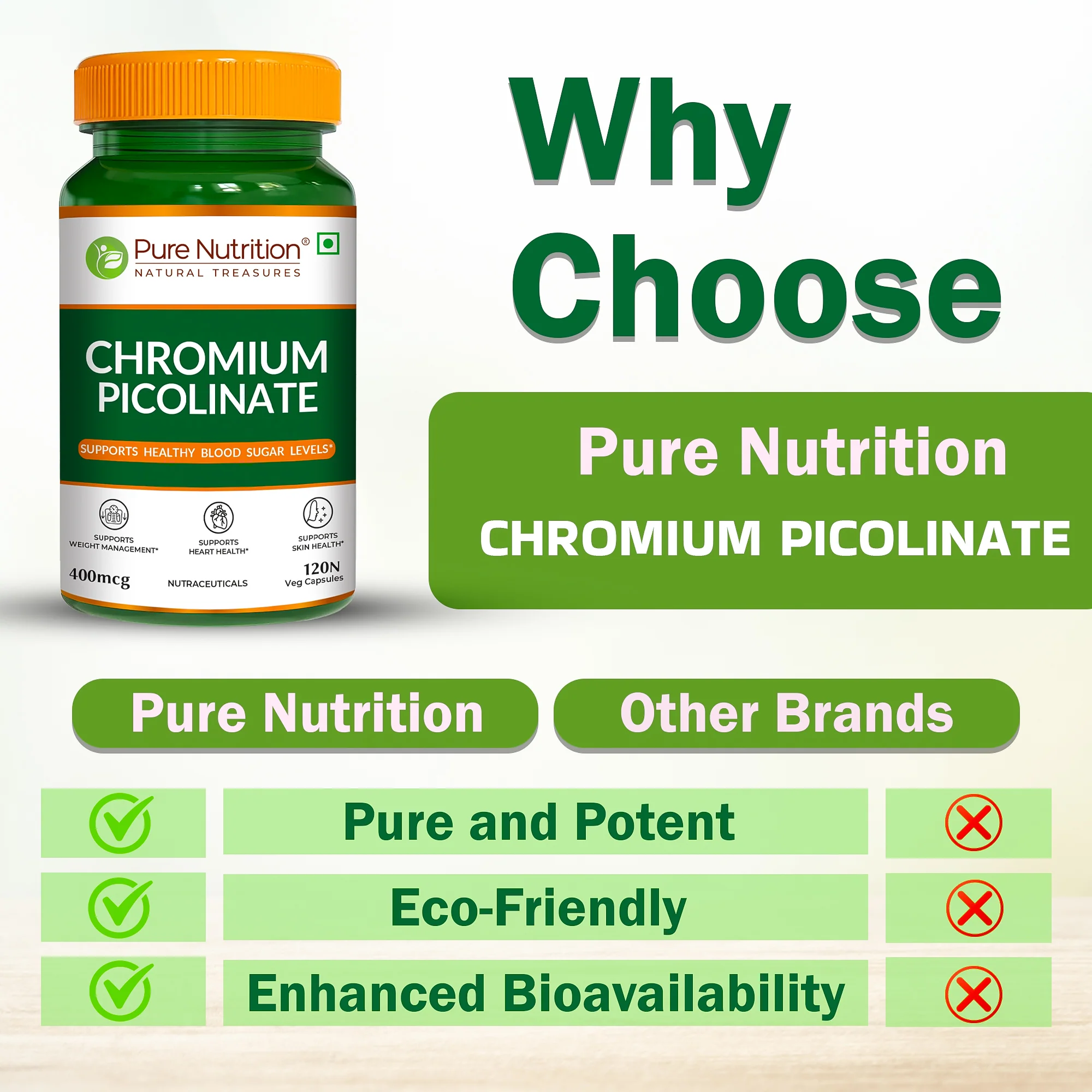 Pure Nutrition Chromium Picolinate – 120 Veg Capsules - Image 4