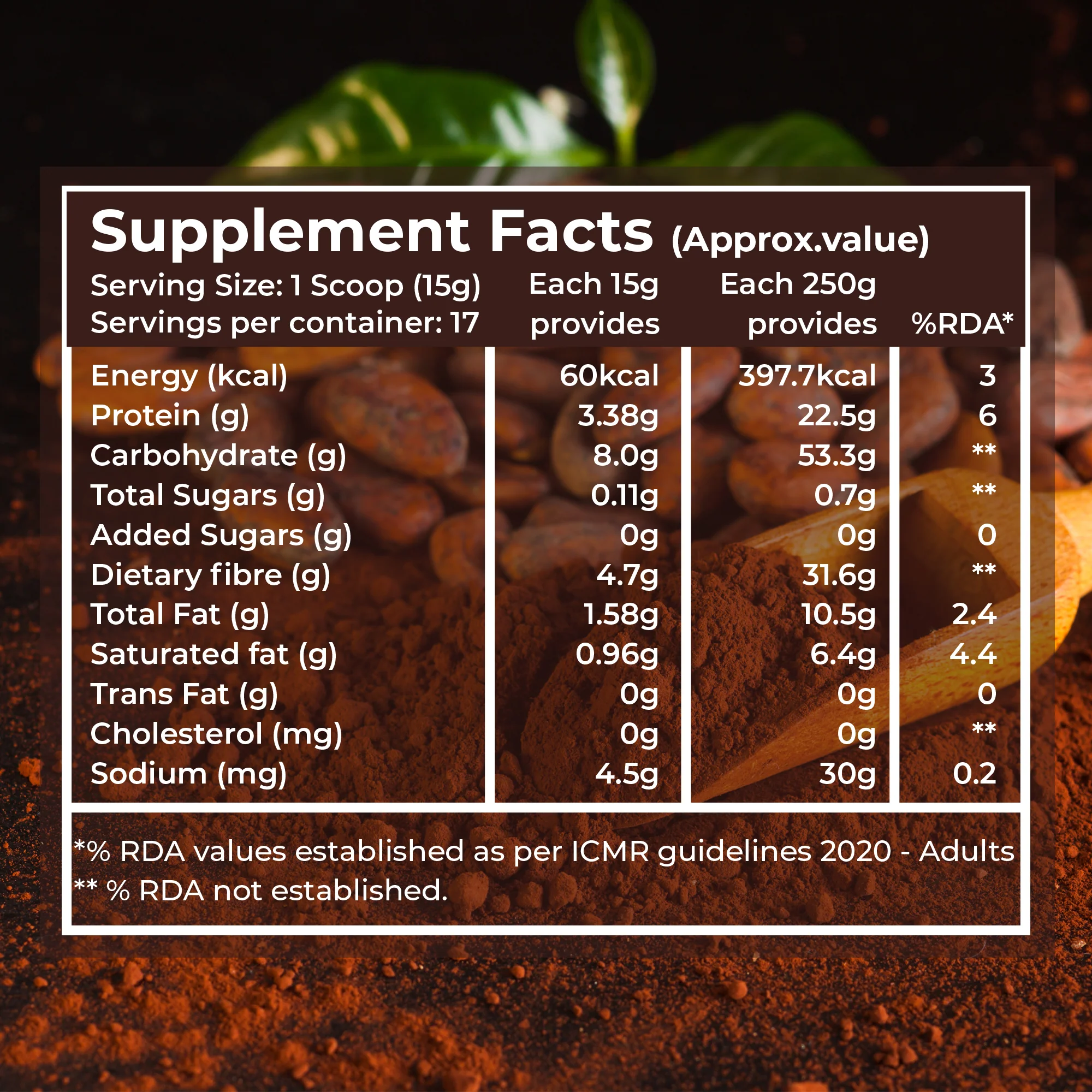 Pure Nutrition Cocoa Powder – Unsweetened & Alkalized | Rich Aroma & Flavor | 250g - Image 6