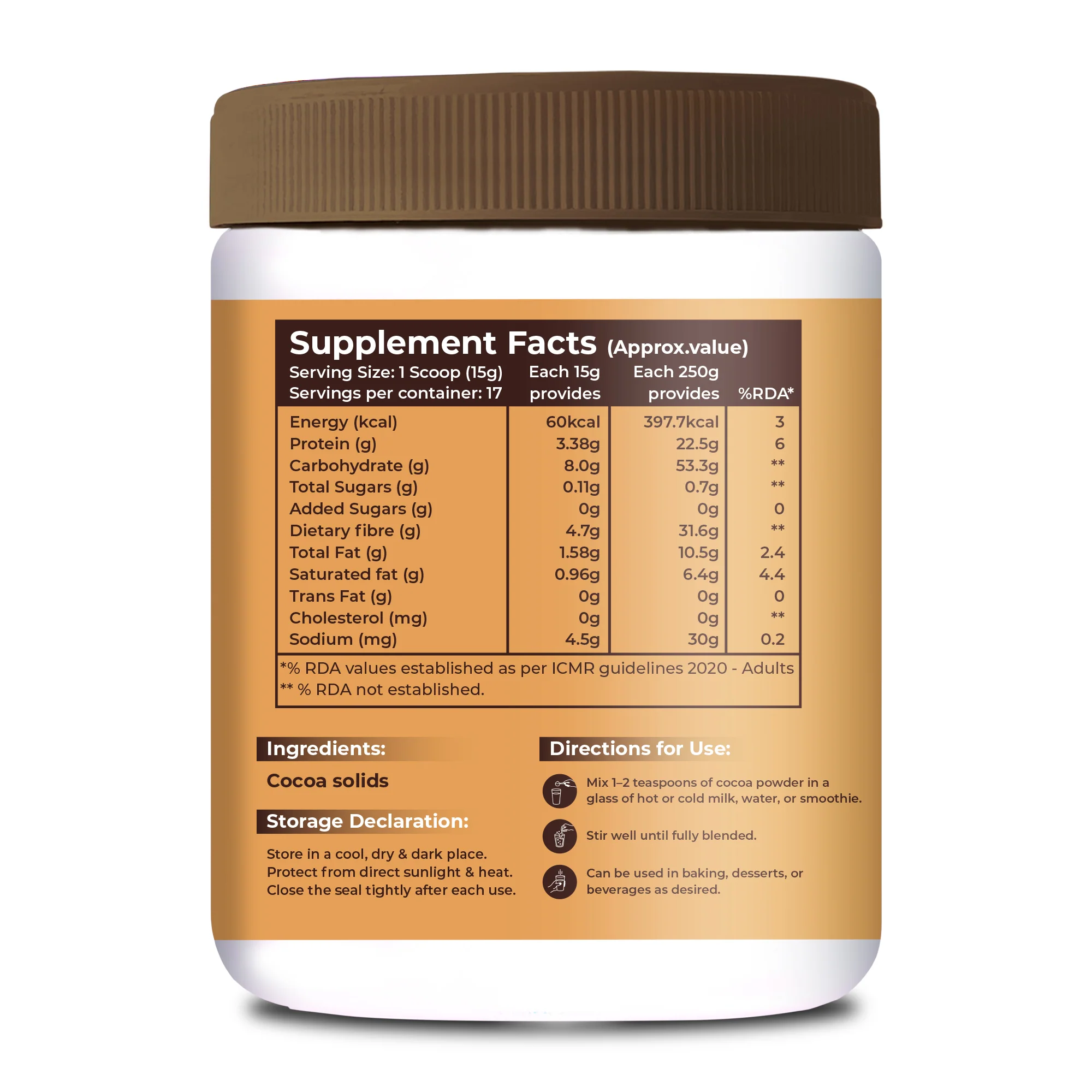 Pure Nutrition Cocoa Powder – Unsweetened & Alkalized | Rich Aroma & Flavor | 250g - Image 7