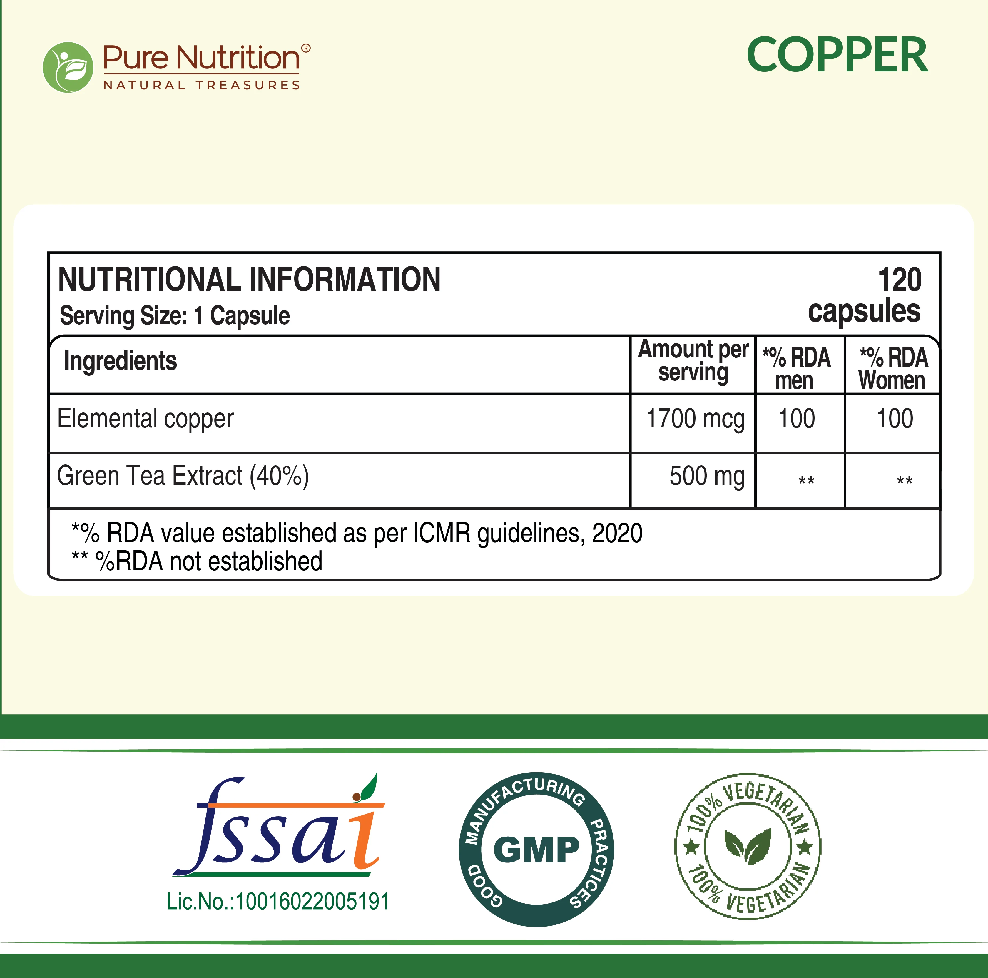 Pure Nutrition Copper Gluconate – 120 Veg Capsules - Image 6