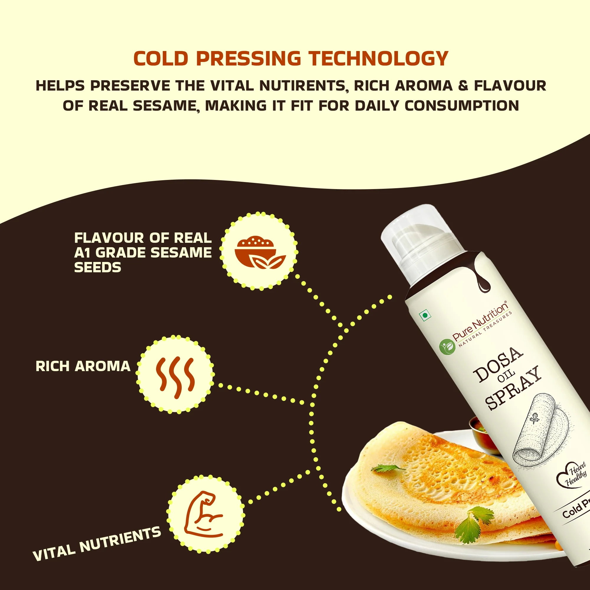 Pure Nutrition Dosa Oil Spray – Cold Pressed Sesame Oil - Image 2