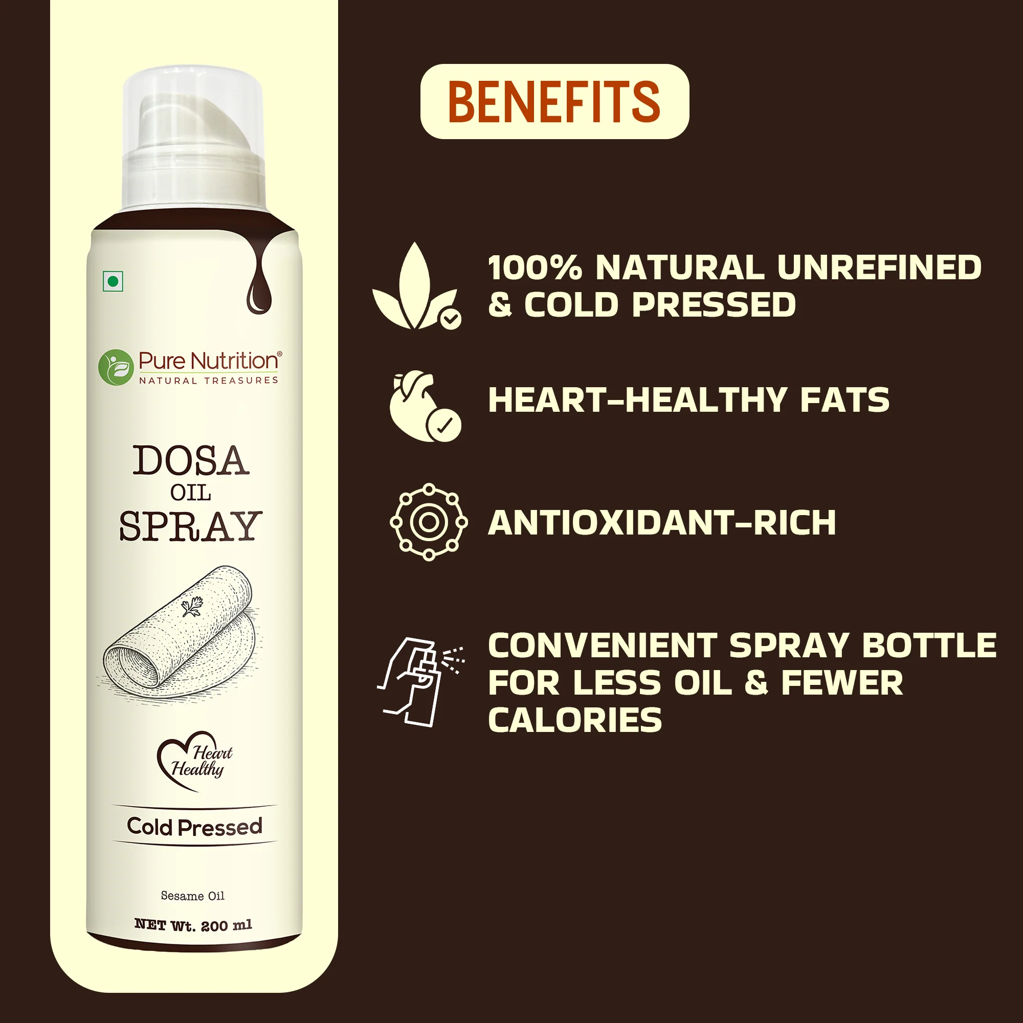 Pure Nutrition Dosa Oil Spray – Cold Pressed Sesame Oil - Image 3