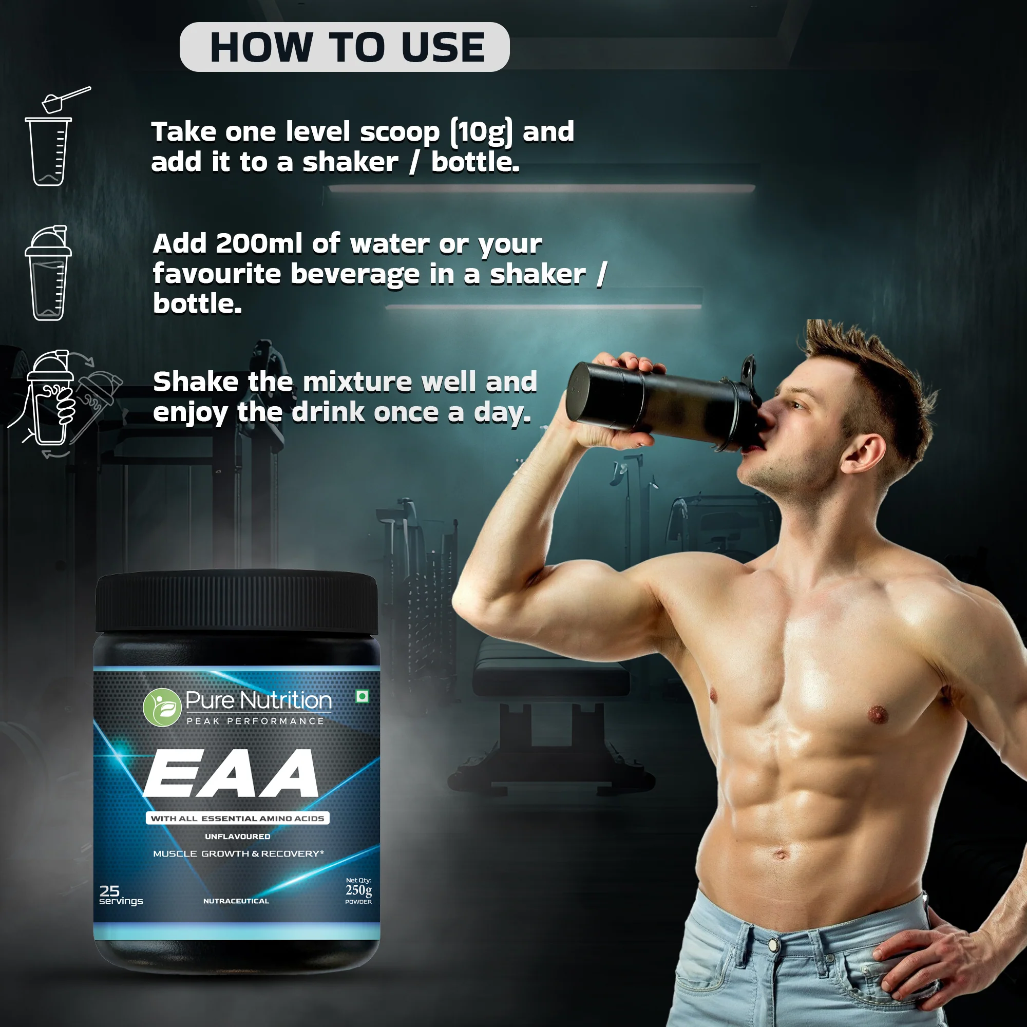 Pure Nutrition EAA Powder | With All 9 Essential Amino Acids | Unflavoured - Image 7