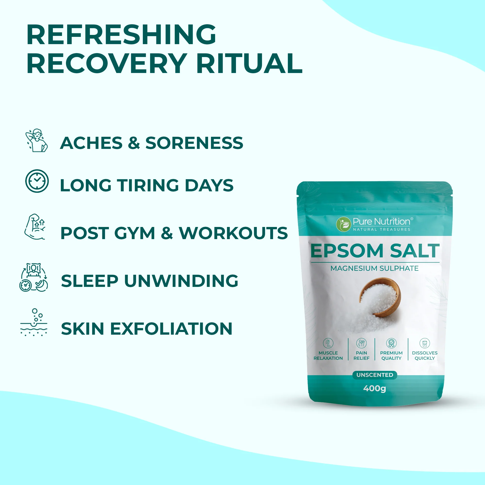Pure Nutrition Epsom Salt – 100% Magnesium Sulphate, Unscented - Image 3