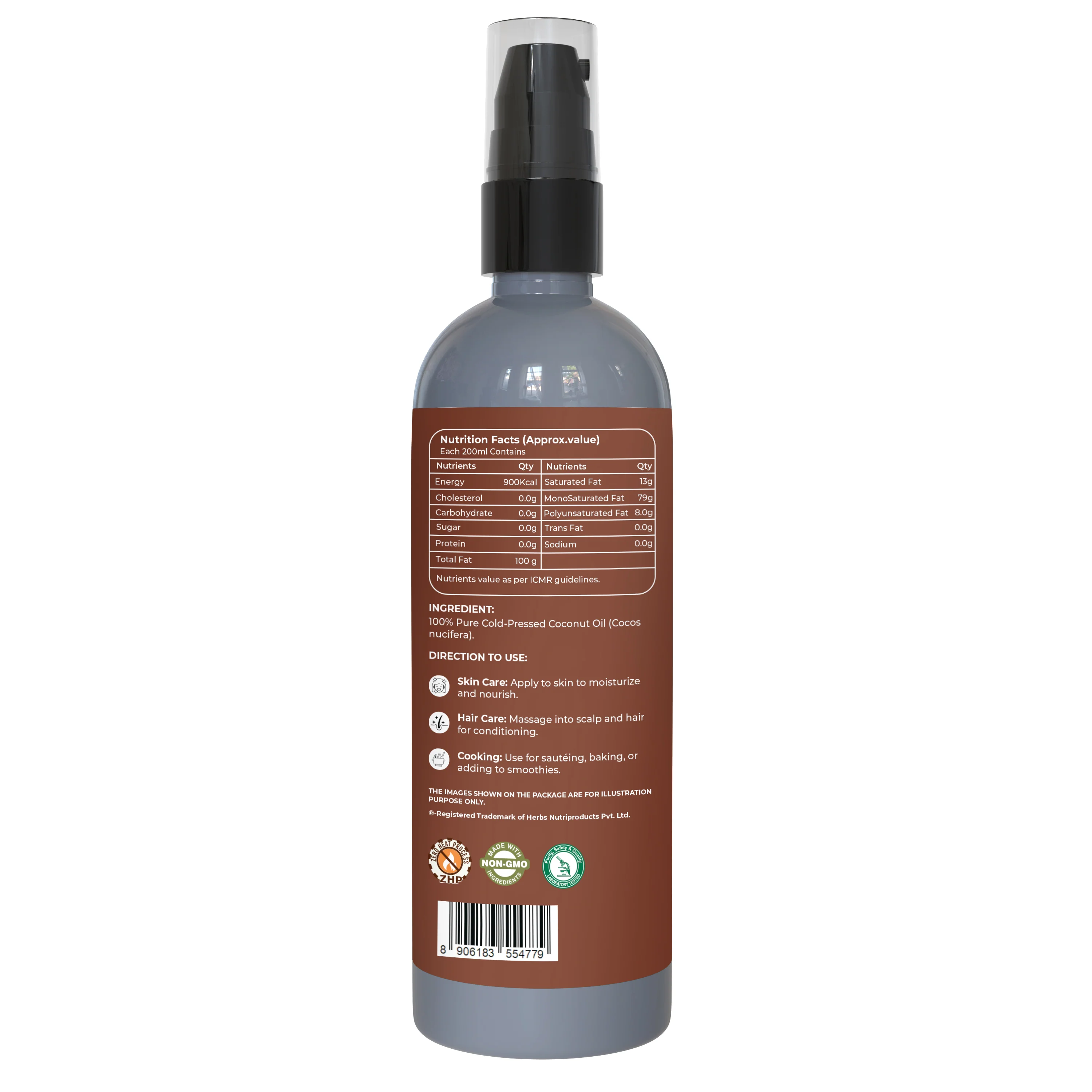 Pure Nutrition Extra Virgin Cold Pressed Coconut Oil 200ml | 100% Pure | Multipurpose Use - Image 2