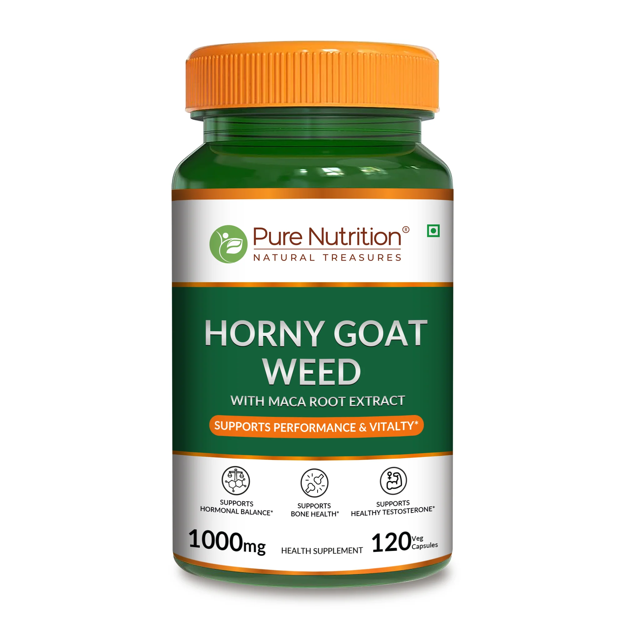 Pure Nutrition Horny Goat Weed with Maca Root Extract – 120 Veg Capsules