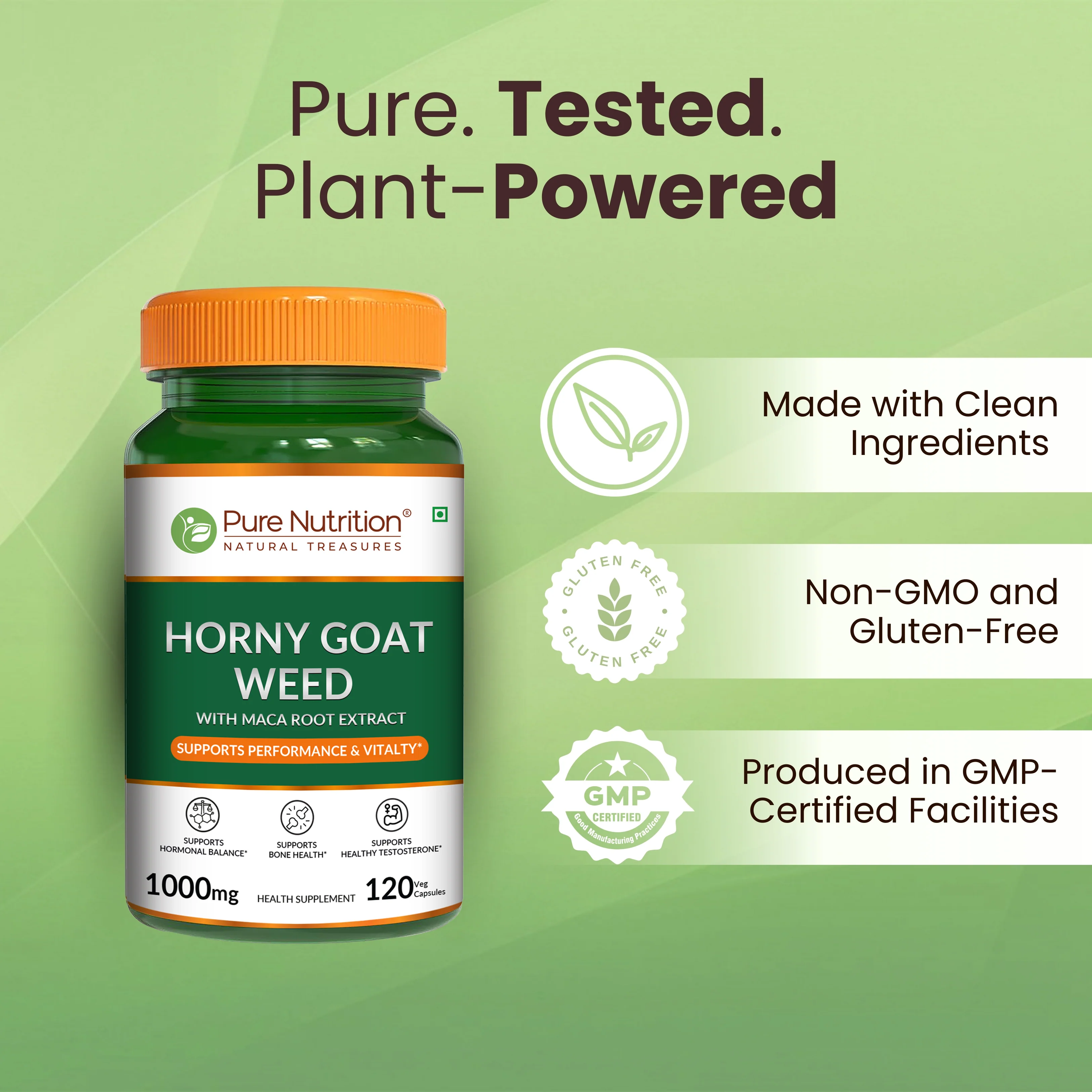 Pure Nutrition Horny Goat Weed with Maca Root Extract – 120 Veg Capsules - Image 2