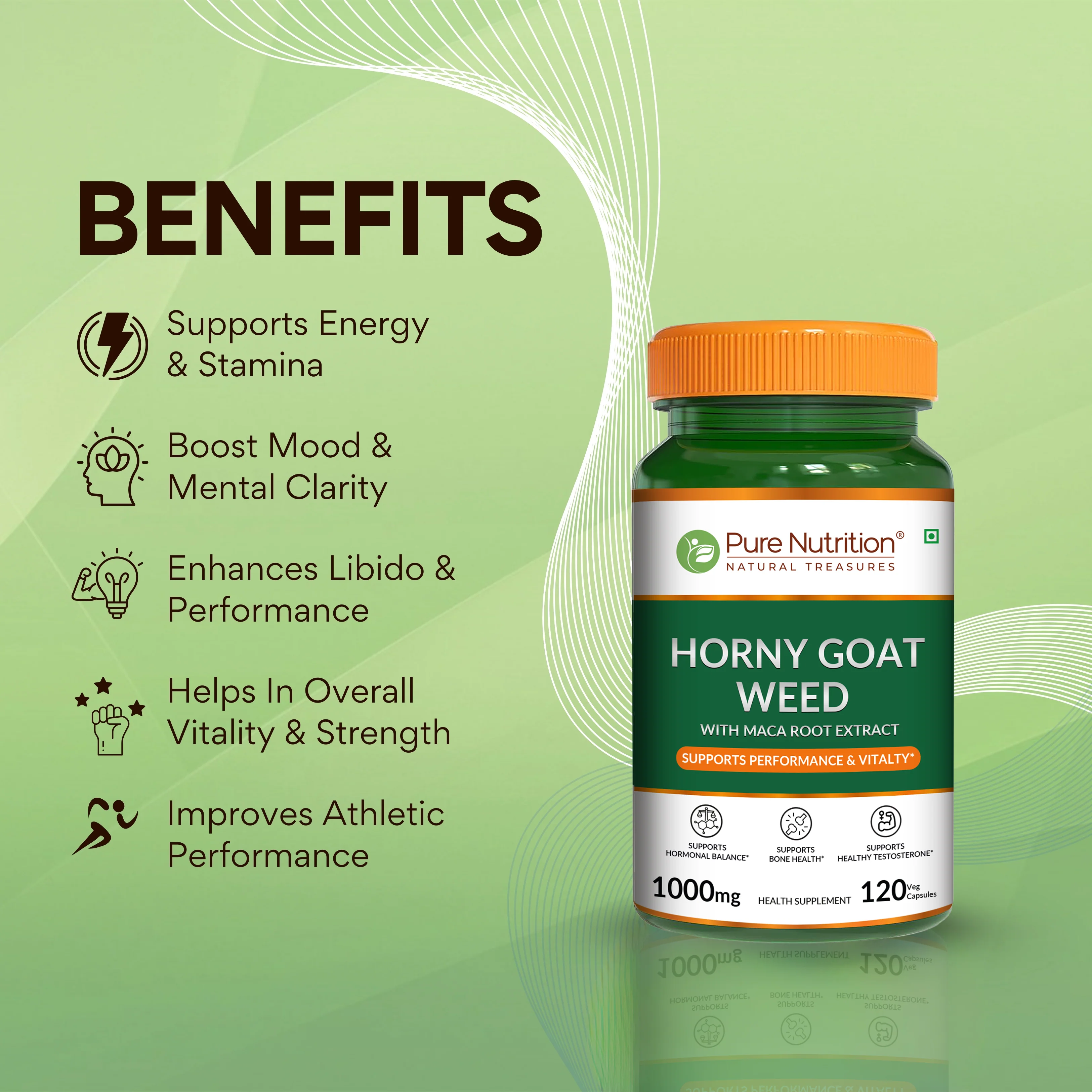 Pure Nutrition Horny Goat Weed with Maca Root Extract – 120 Veg Capsules - Image 4