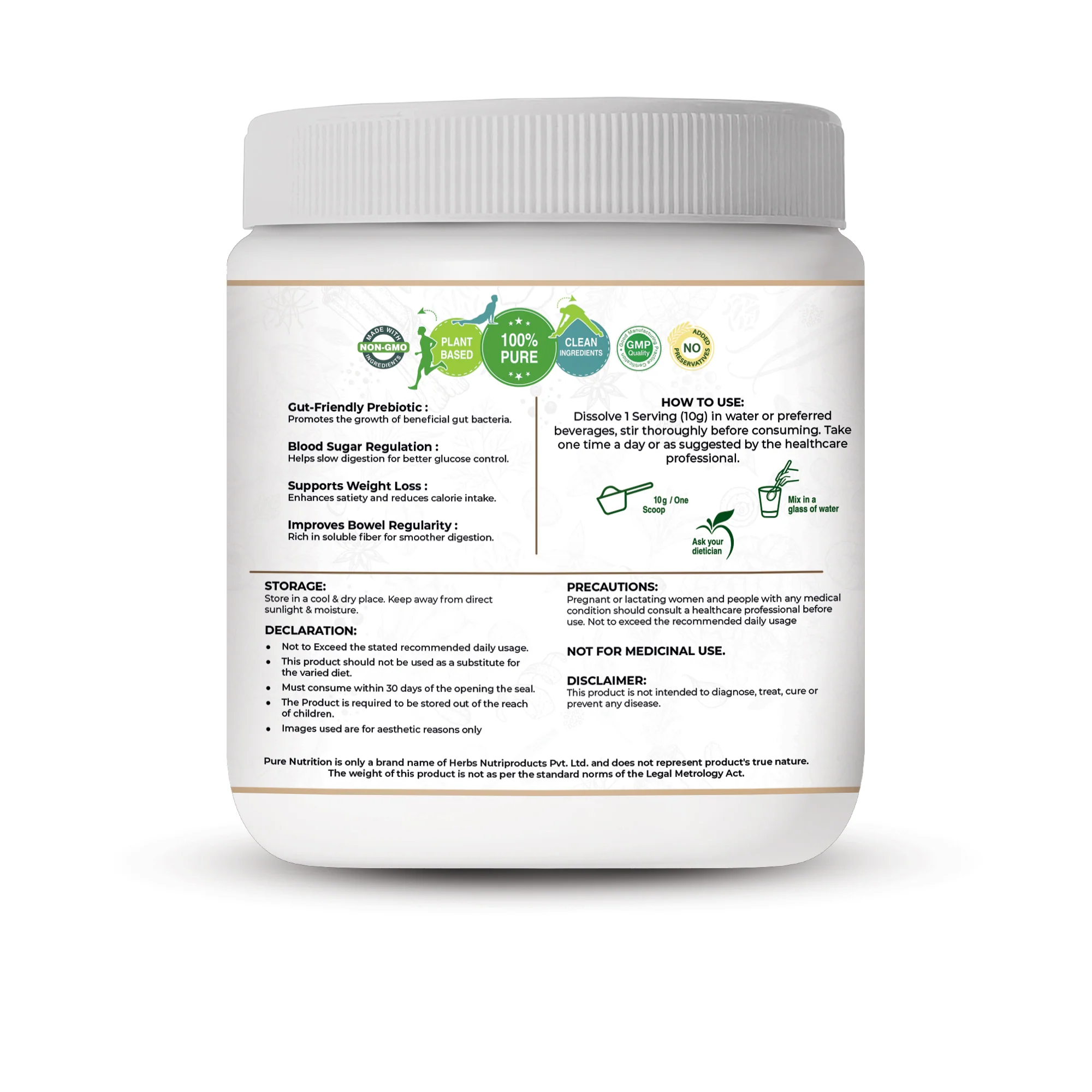 Pure Nutrition Inulin Powder – Prebiotic Fiber – 250g - Image 7