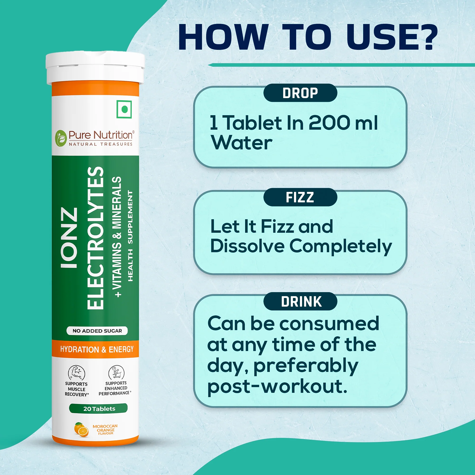 Pure Nutrition IONZ Electrolytes + Vitamins & Minerals – Moroccan Orange Flavour - Image 3