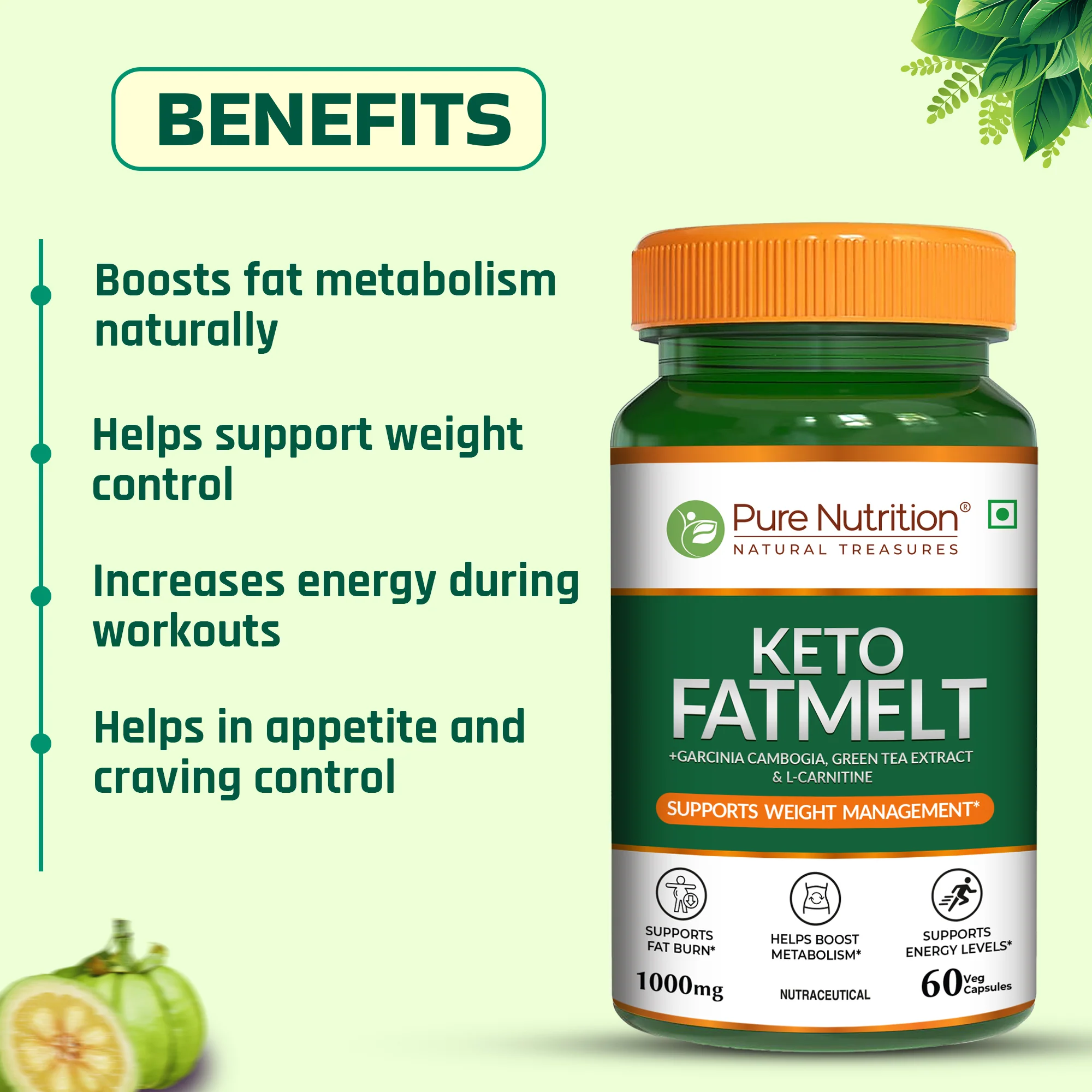 Pure Nutrition Keto Fatmelt | Garcinia Cambogia, Green Tea & L-Carnitine - Image 3