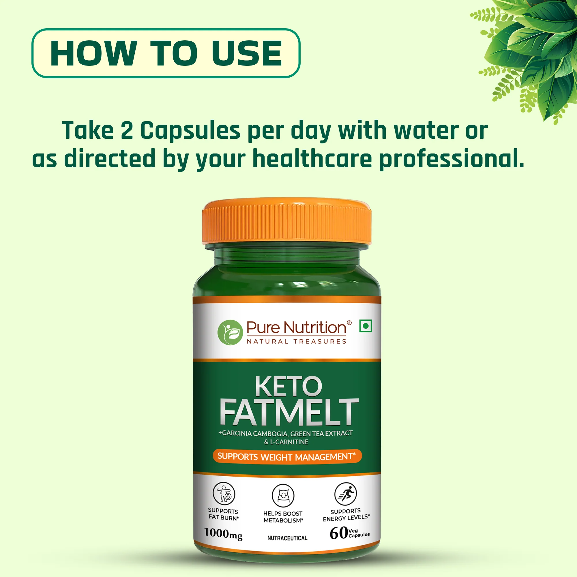 Pure Nutrition Keto Fatmelt | Garcinia Cambogia, Green Tea & L-Carnitine - Image 5