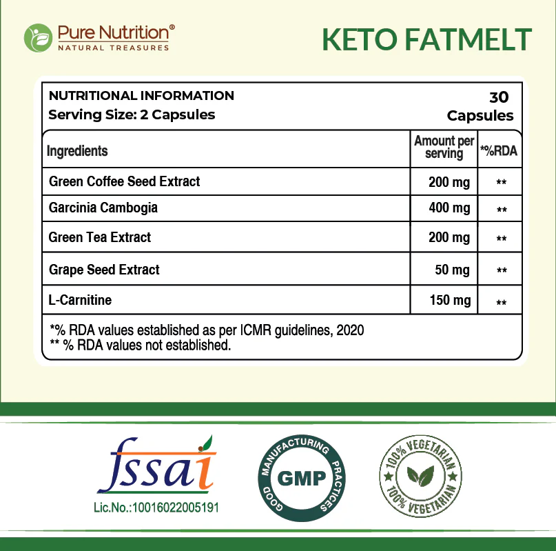 Pure Nutrition Keto Fatmelt | Garcinia Cambogia, Green Tea & L-Carnitine - Image 6
