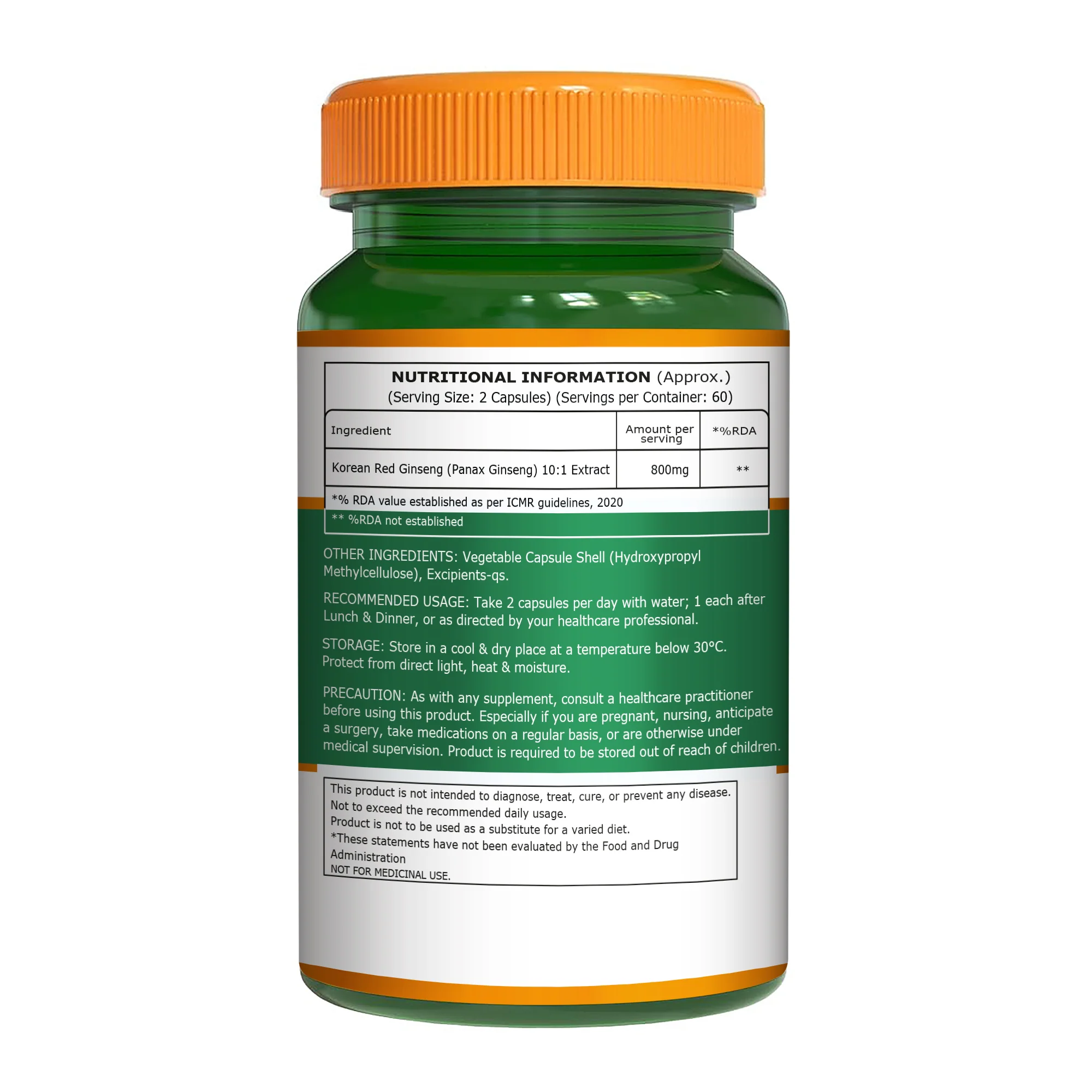 Pure Nutrition Korean Ginseng – 120 Veg Capsules - Image 6