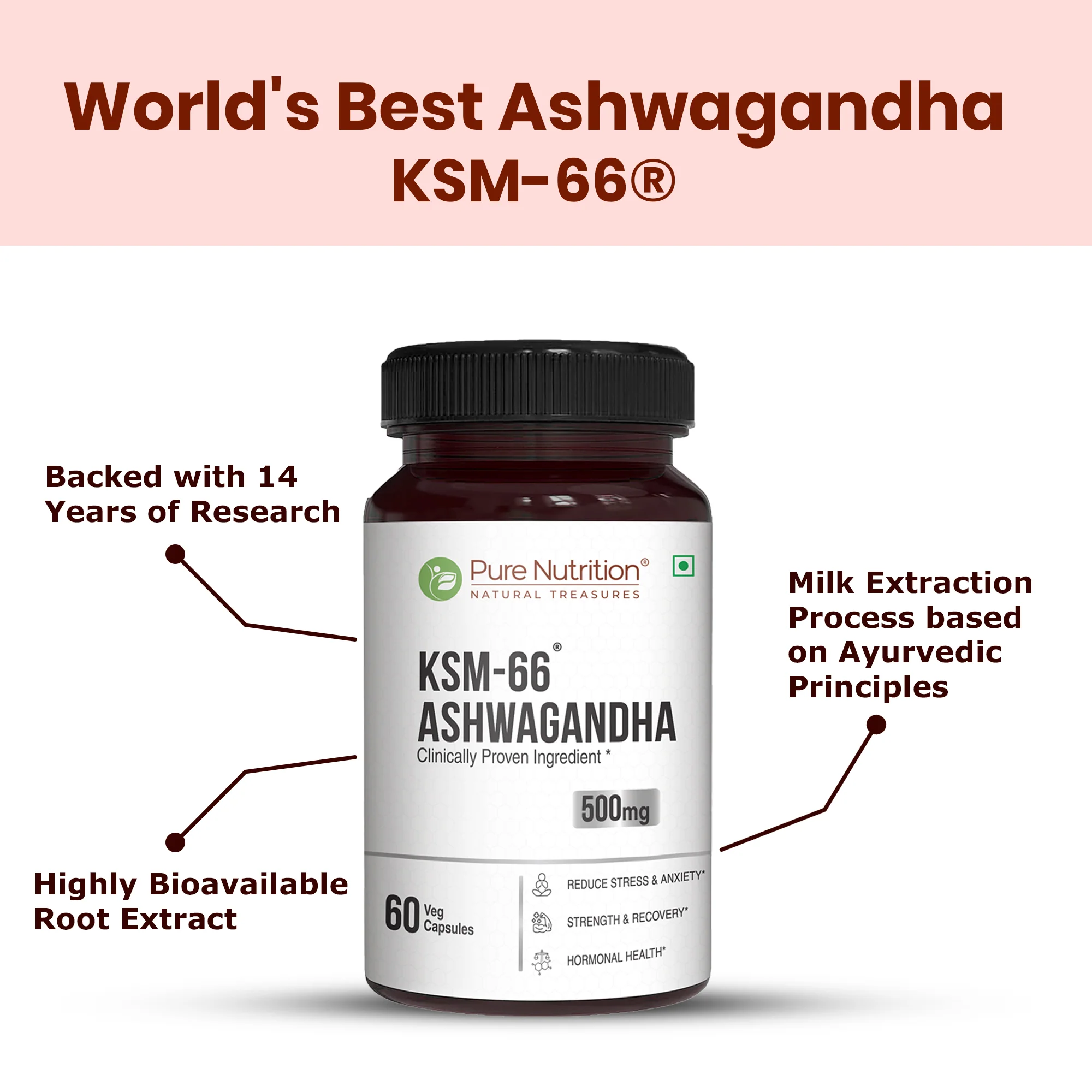Pure Nutrition KSM-66 Ashwagandha 500mg | Standardized Root Extract - Image 5