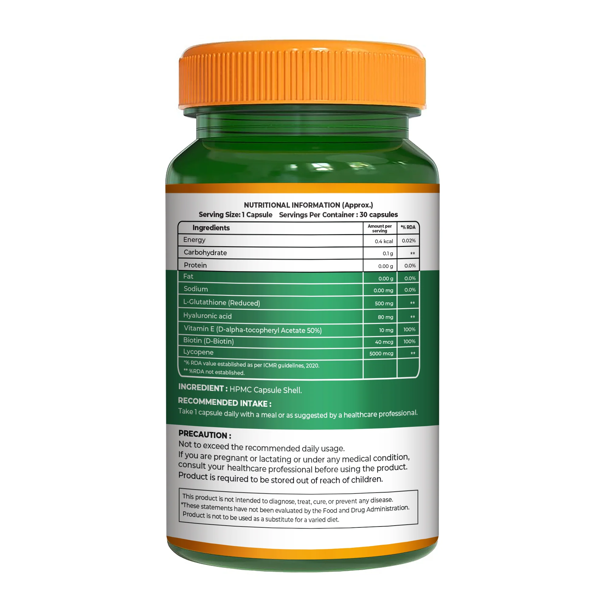 Pure Nutrition L-Glutathione Reduced+ with Hyaluronic Acid, Vitamin E, Biotin & Lycopene | Veg Capsules - Image 5