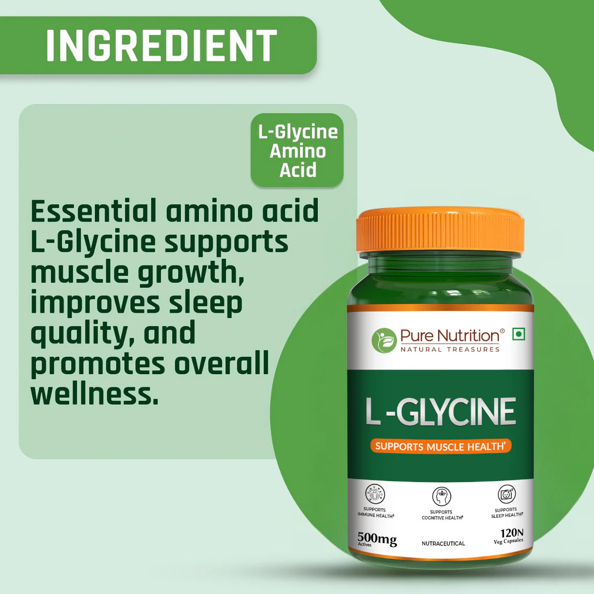 Pure Nutrition L-Glycine | 500 mg | 120 Veg Capsules - Image 4