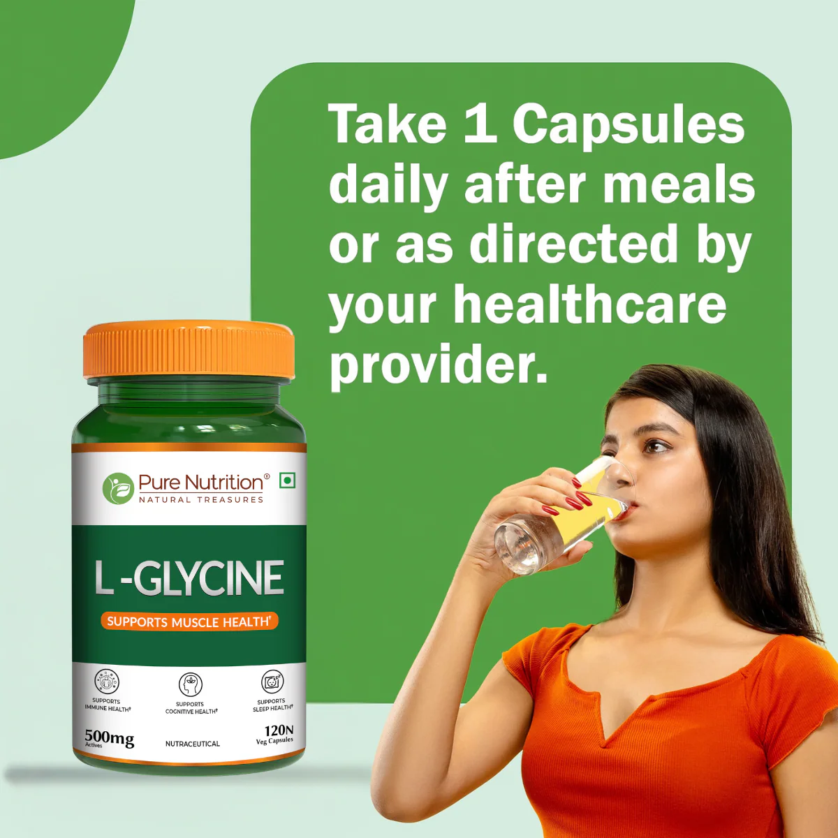 Pure Nutrition L-Glycine | 500 mg | 120 Veg Capsules - Image 5