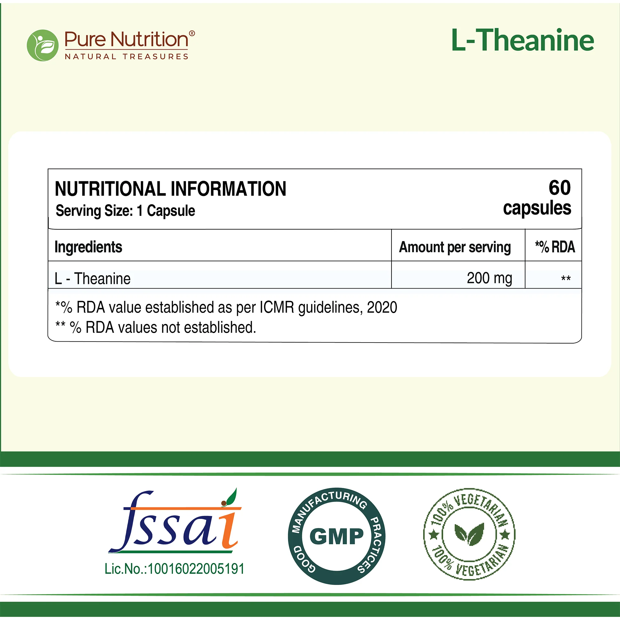 Pure Nutrition L-Theanine Capsules 200mg - Image 6