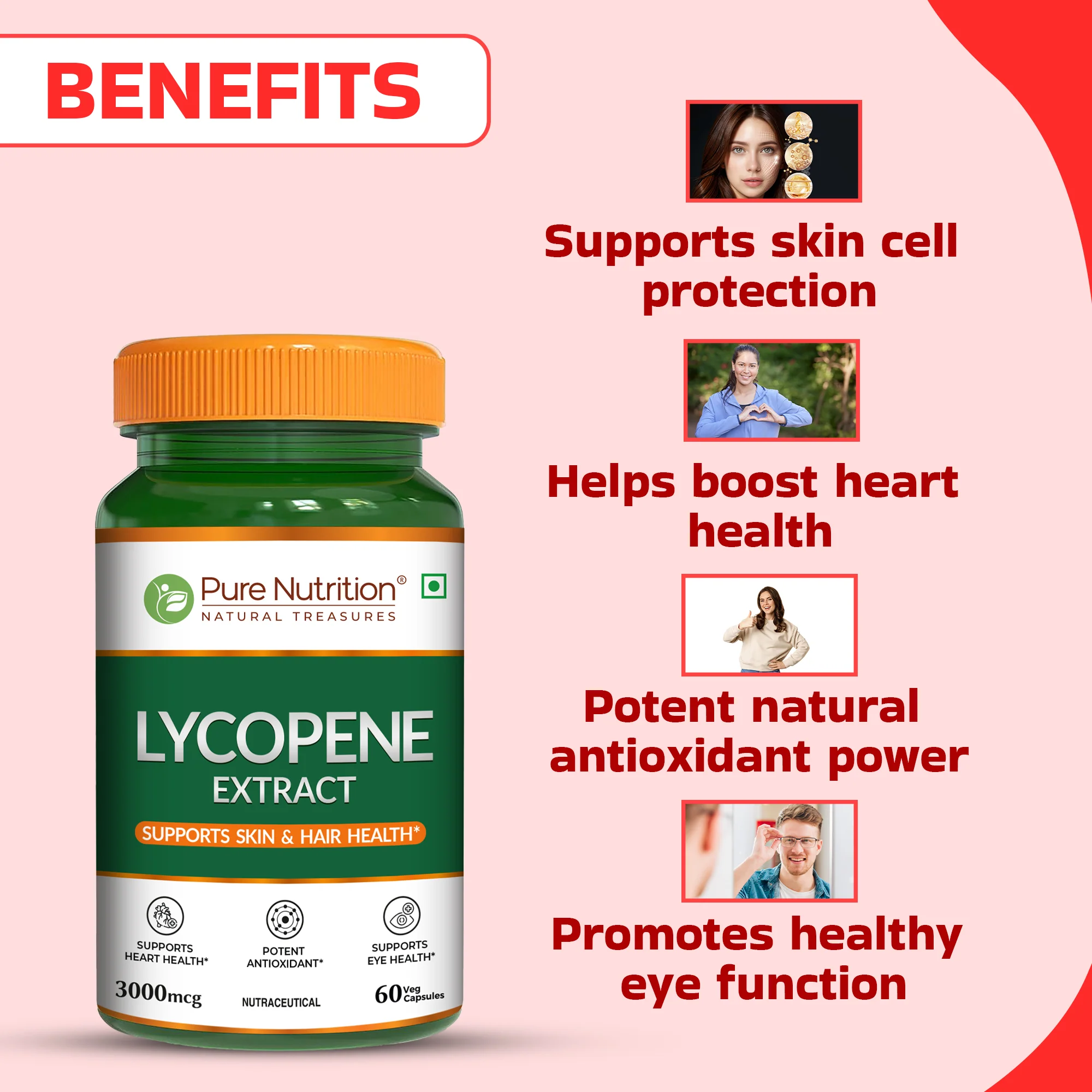 Pure Nutrition Lycopene Extract | 3000 mcg | 60 Veg Capsules - Image 3