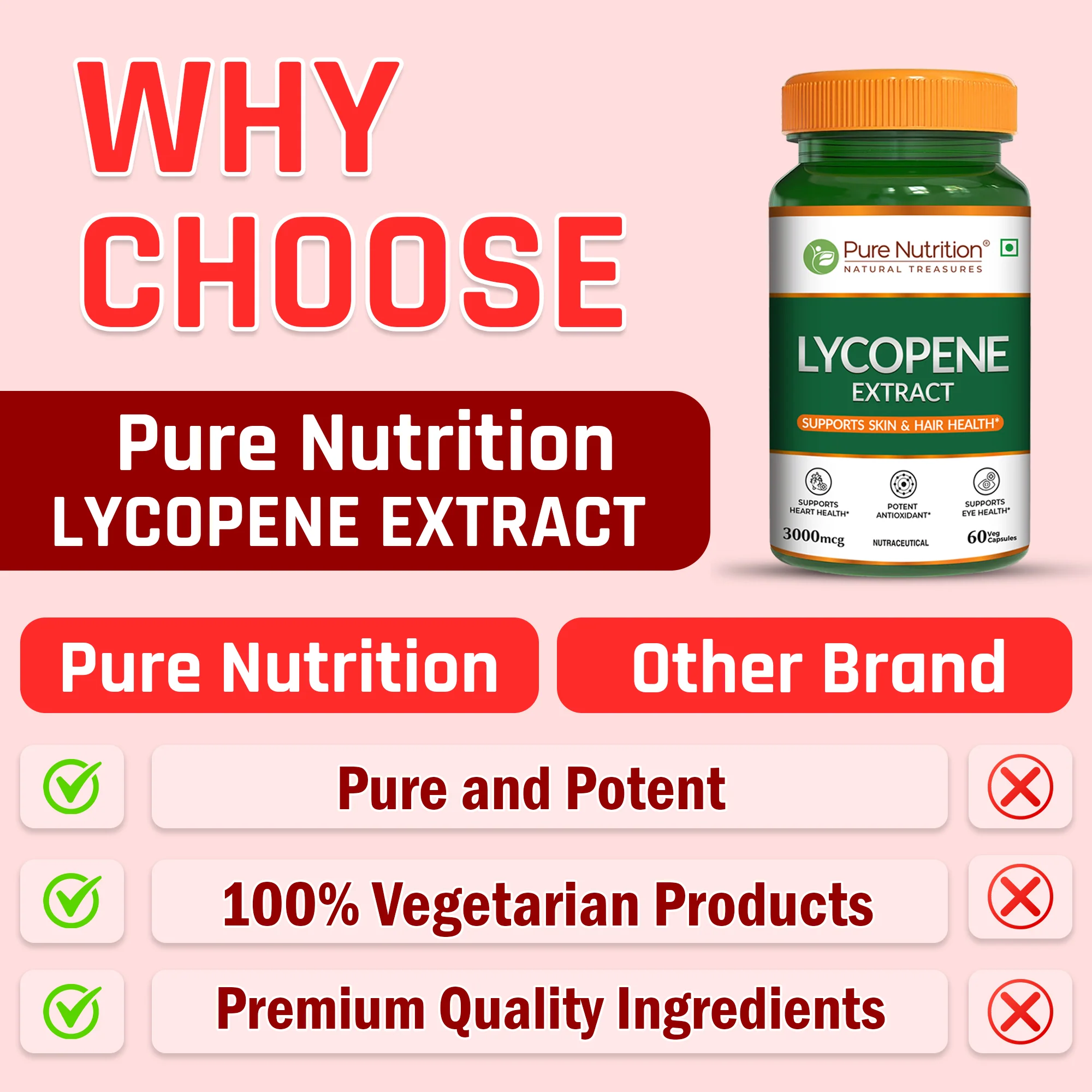 Pure Nutrition Lycopene Extract | 3000 mcg | 60 Veg Capsules - Image 4