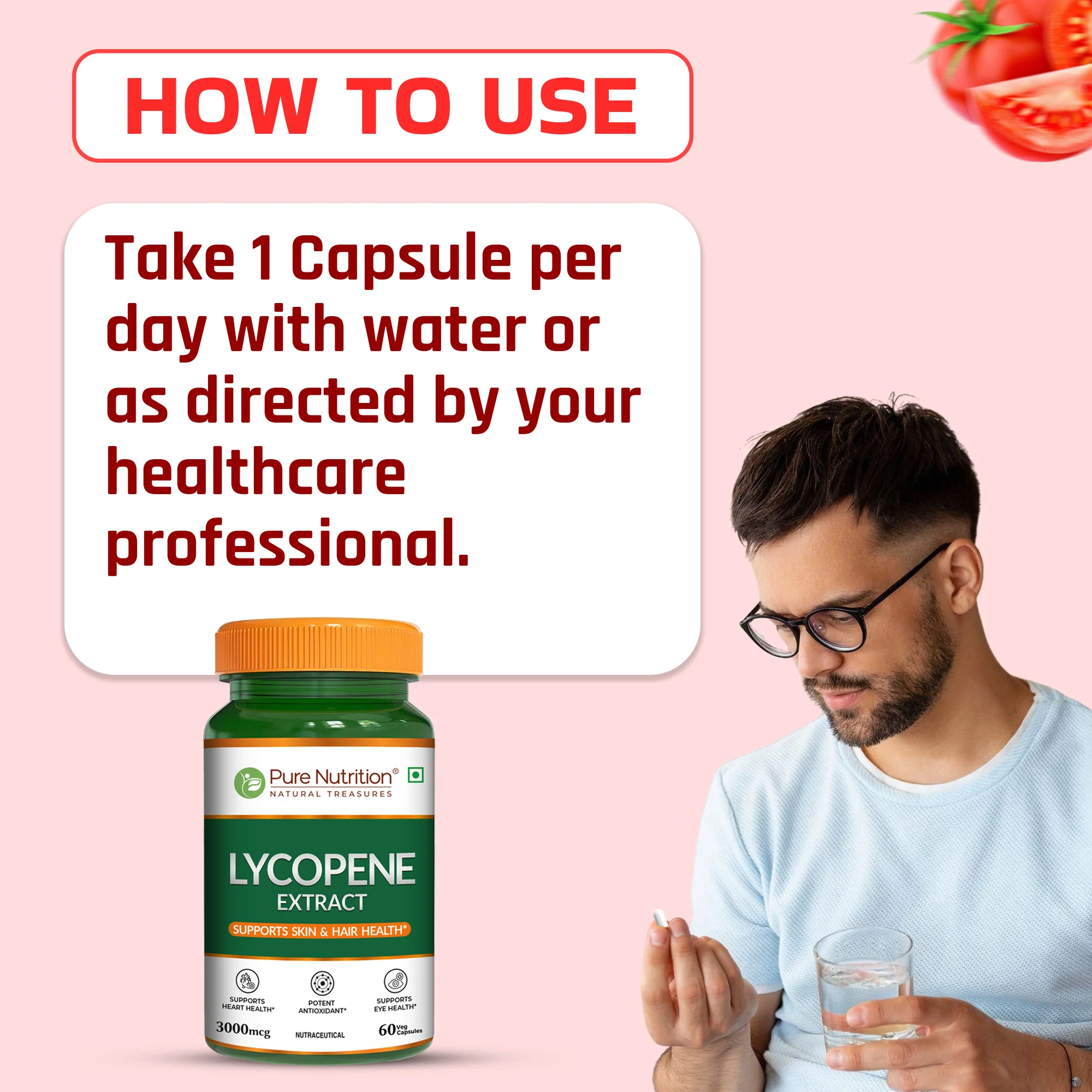 Pure Nutrition Lycopene Extract | 3000 mcg | 60 Veg Capsules - Image 5