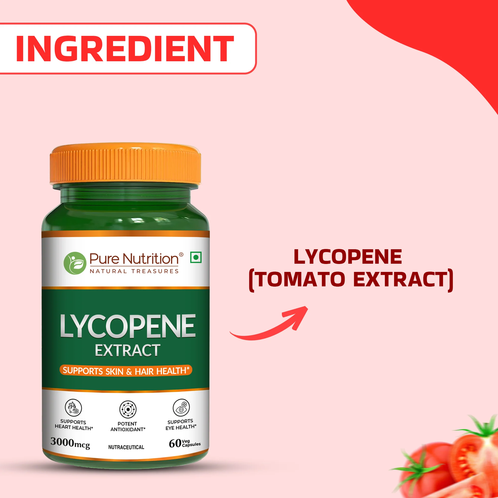 Pure Nutrition Lycopene Extract | 3000 mcg | 60 Veg Capsules - Image 6