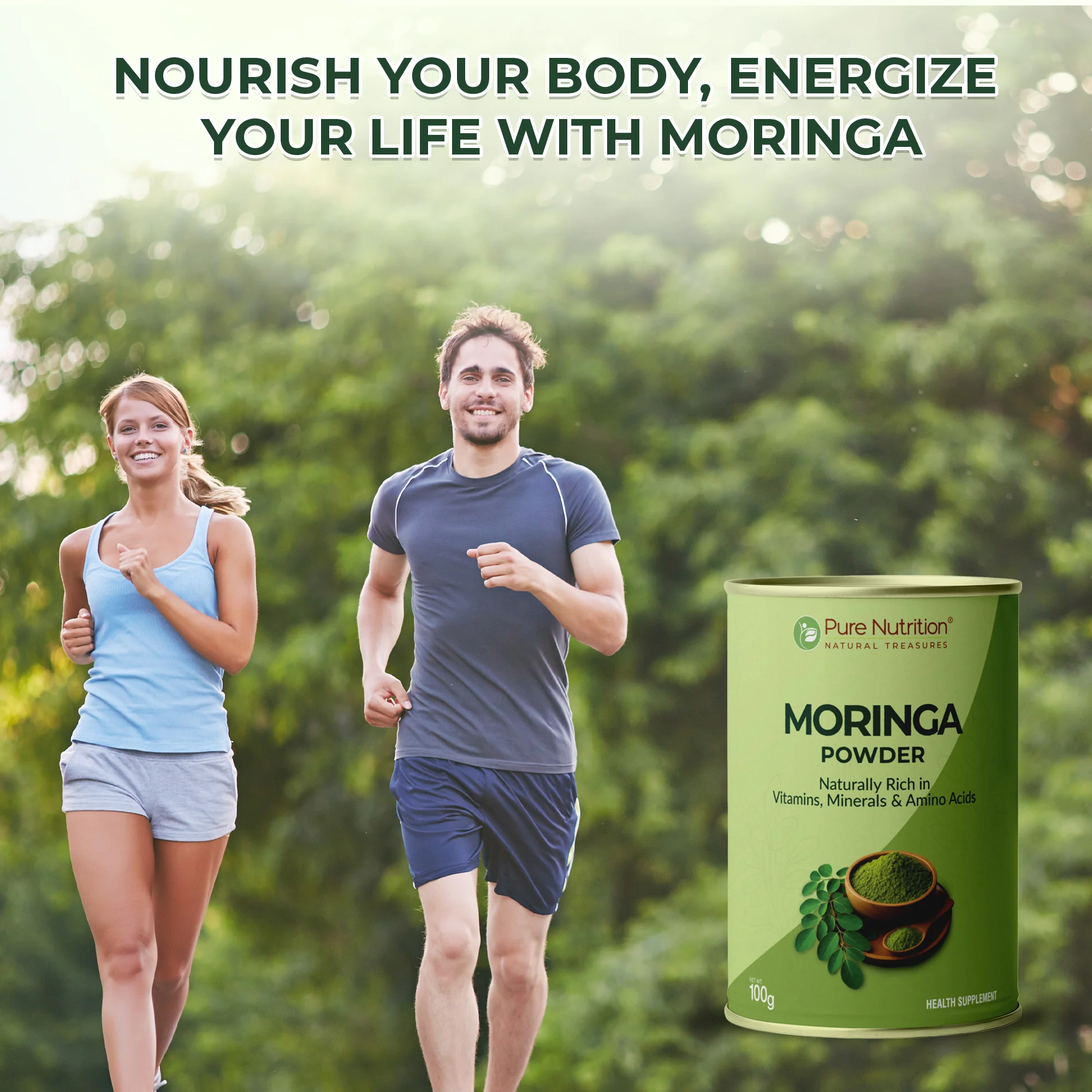 Pure Nutrition Moringa Powder – Naturally Rich in Vitamins, Minerals & Amino Acids (100g) - Image 5
