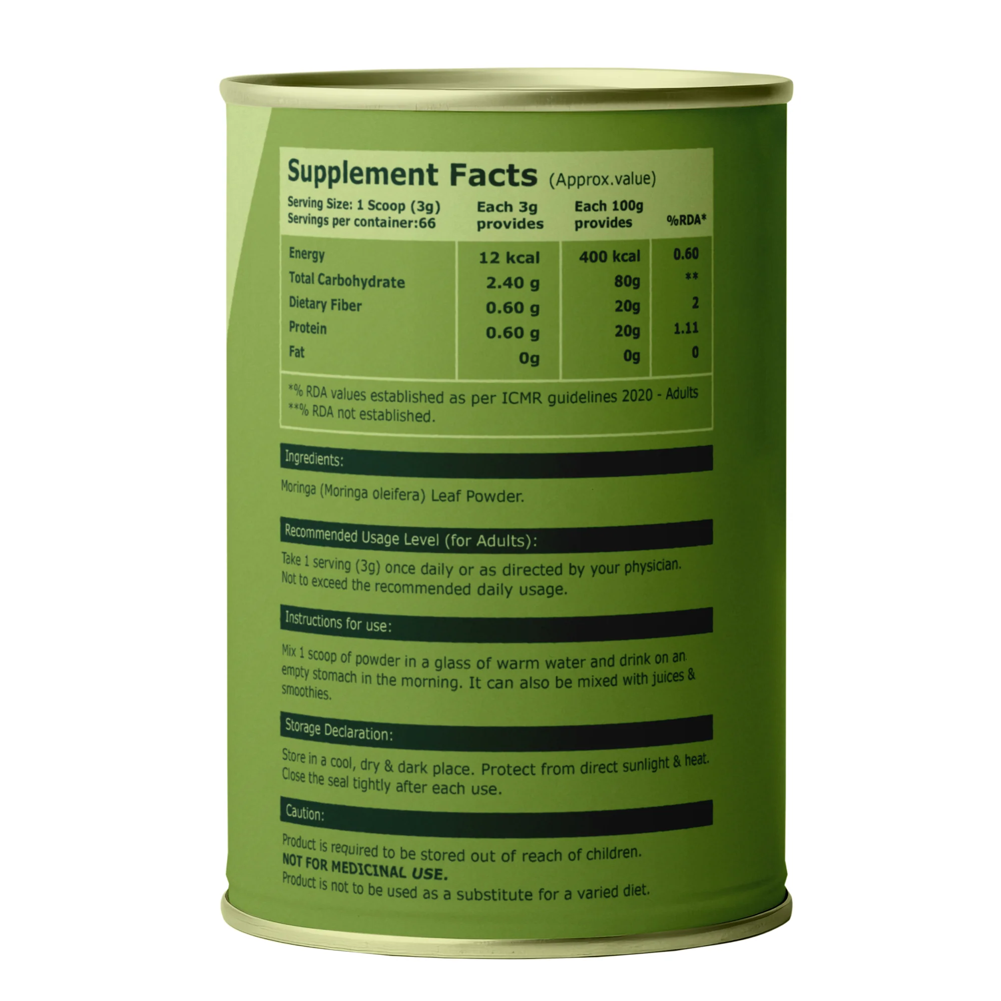 Pure Nutrition Moringa Powder – Naturally Rich in Vitamins, Minerals & Amino Acids (100g) - Image 6