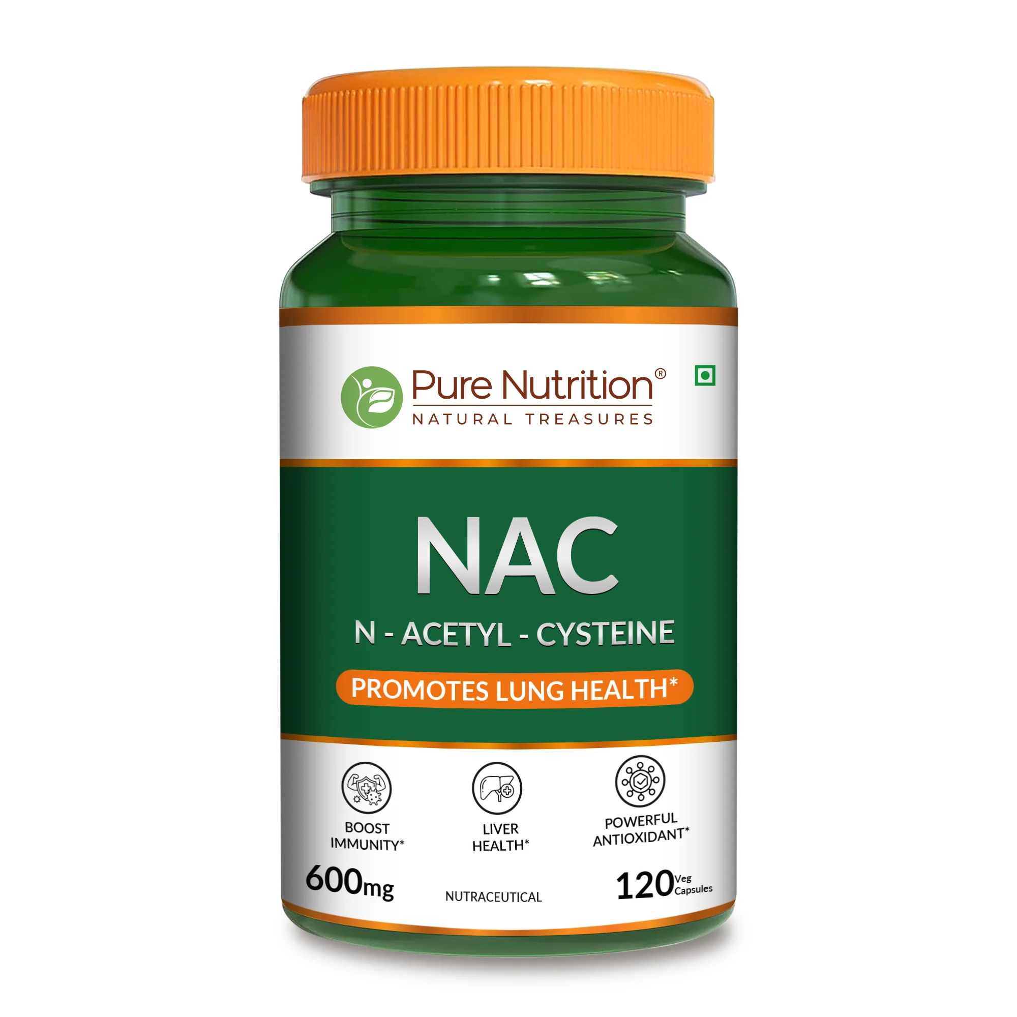 Pure Nutrition NAC (N-Acetyl-Cysteine) 600 mg – 120 Veg Capsules
