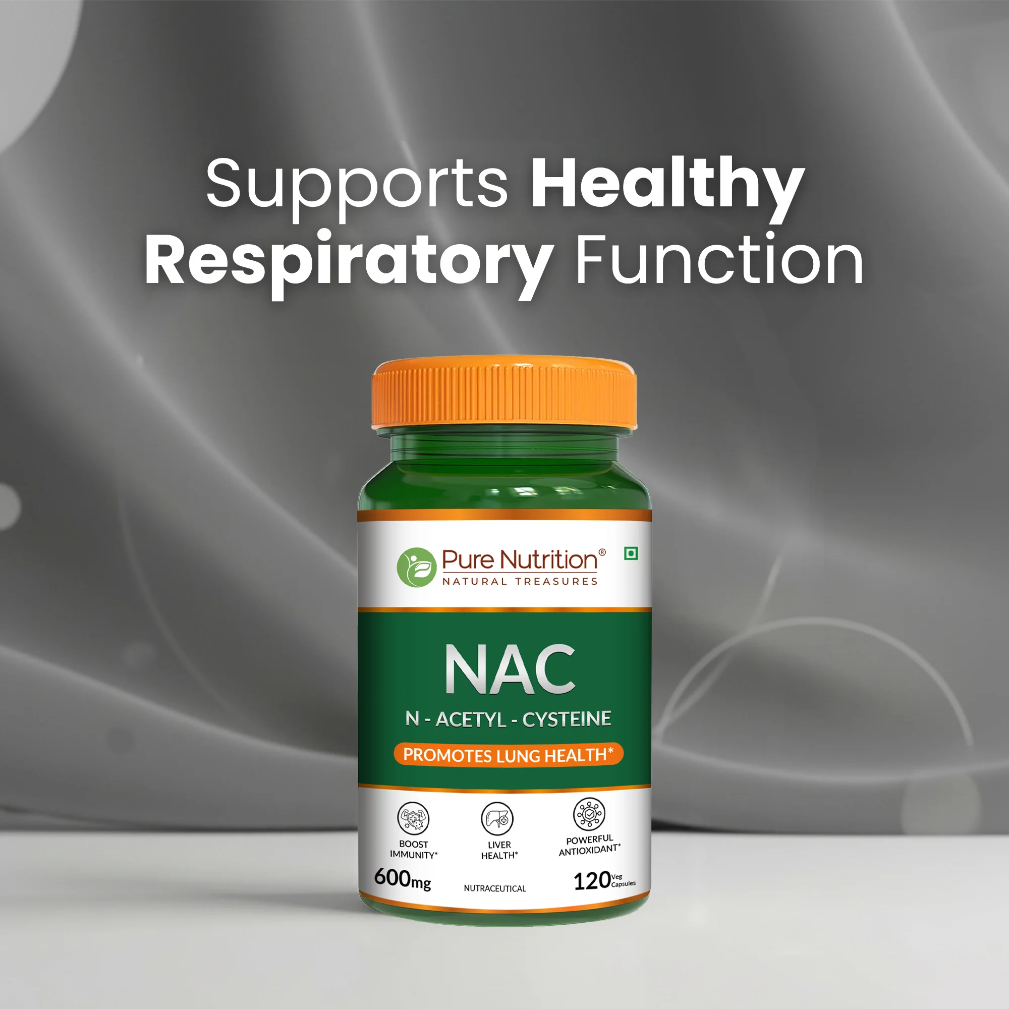 Pure Nutrition NAC (N-Acetyl-Cysteine) 600 mg – 120 Veg Capsules - Image 2