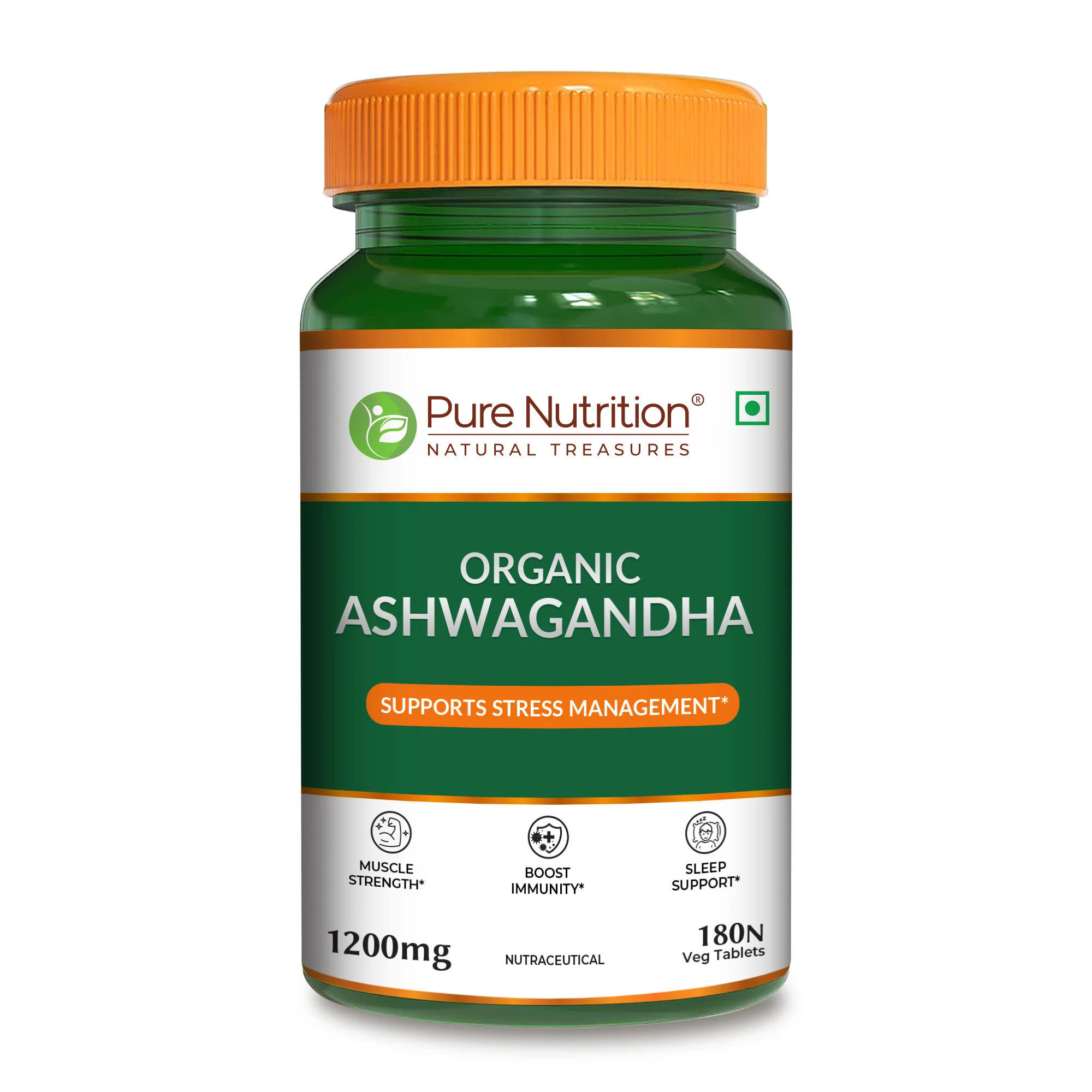 Pure Nutrition Organic Ashwagandha - 180 Tablets