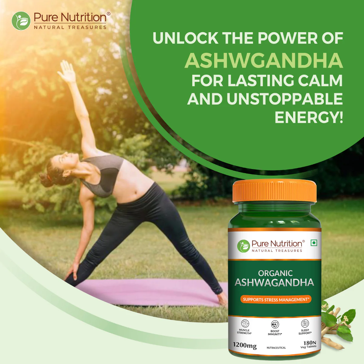 Pure Nutrition Organic Ashwagandha - 180 Tablets - Image 4