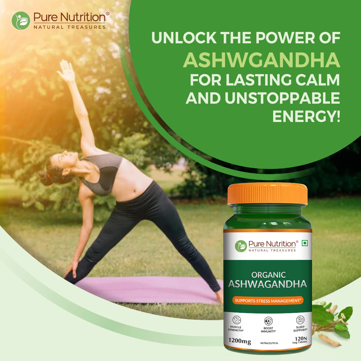 Organic Ashwagandha - 120 Tablets | Supports Stress Management, Sleep, Fertility, Immunity, Vitality, and Strength - Image 3
