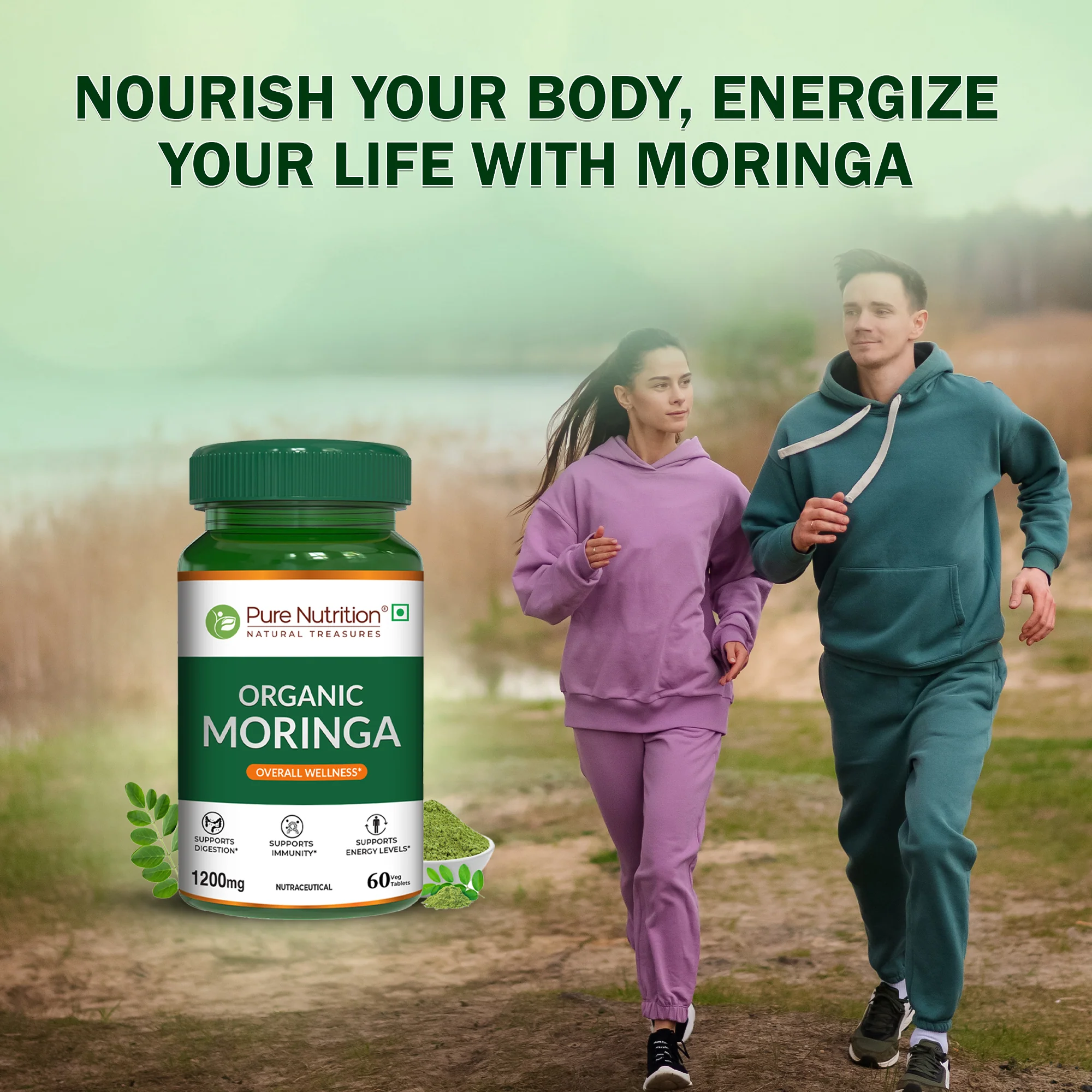 Pure Nutrition Organic Moringa – 1200 mg | 60 Veg Tablets - Image 4