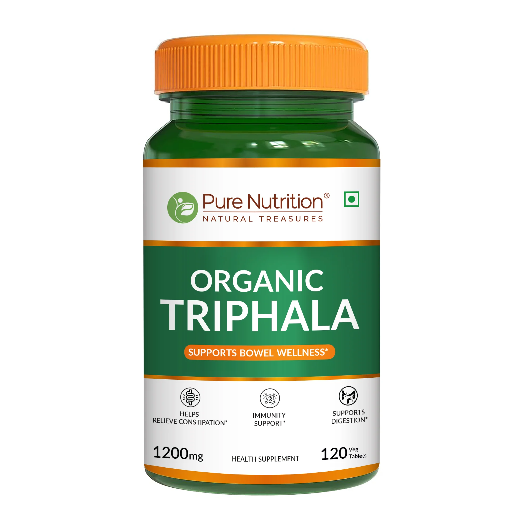 Organic Triphala Extract Supplement - 120 Vegetarian Tablets | Supports Digestion and Boosts Immunity