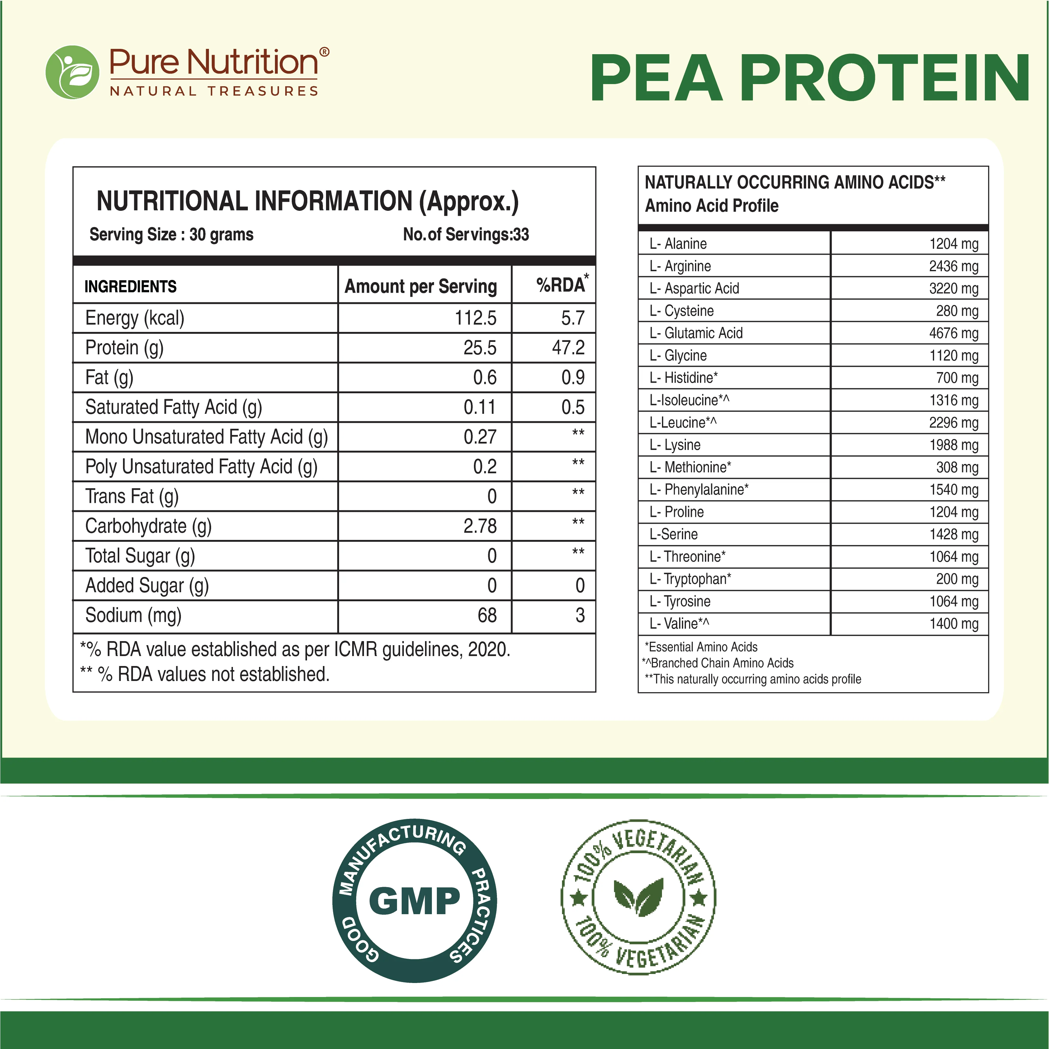 Pure Nutrition Pea Protein Isolate Powder 1Kg | 100% Pure Plant-Based Protein for Men & Women | 25.5g Protein & 4g BCAA | Ideal for Muscle Growth, Recovery & Vegan Diet - Image 10