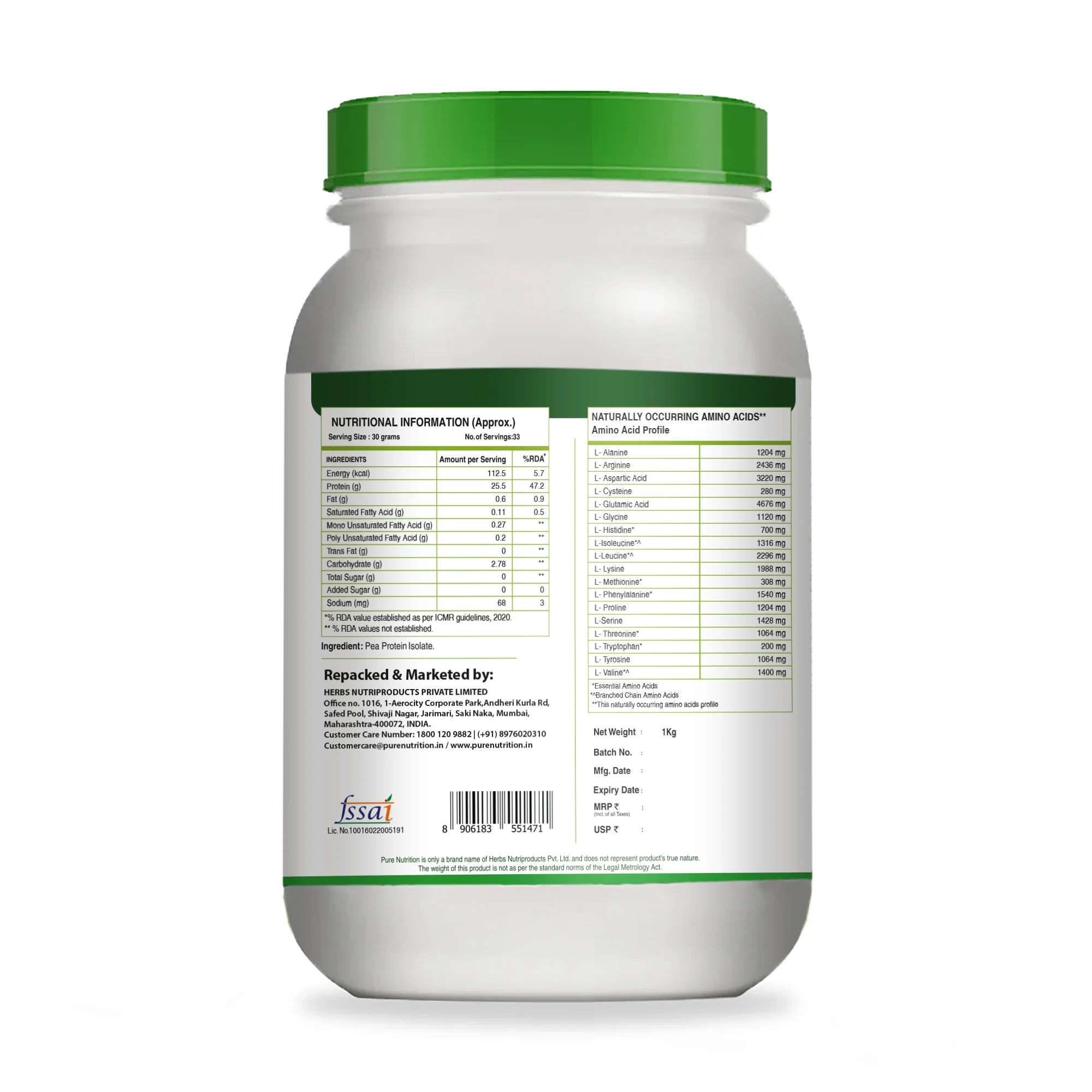 Pure Nutrition Pea Protein Isolate Powder 1Kg | 100% Pure Plant-Based Protein for Men & Women | 25.5g Protein & 4g BCAA | Ideal for Muscle Growth, Recovery & Vegan Diet - Image 9