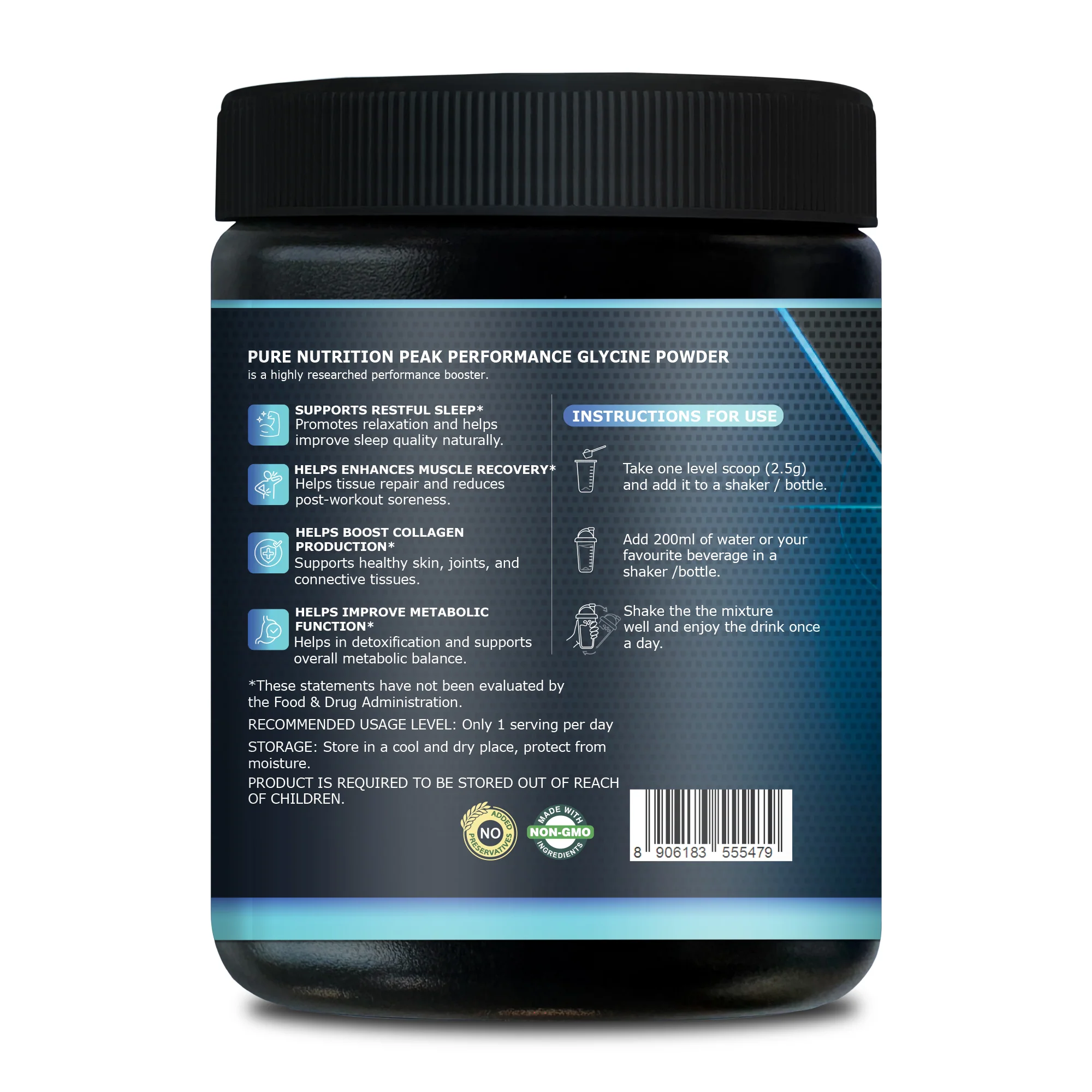 Pure Nutrition Peak Performance Glycine Powder – 200 g - Image 2
