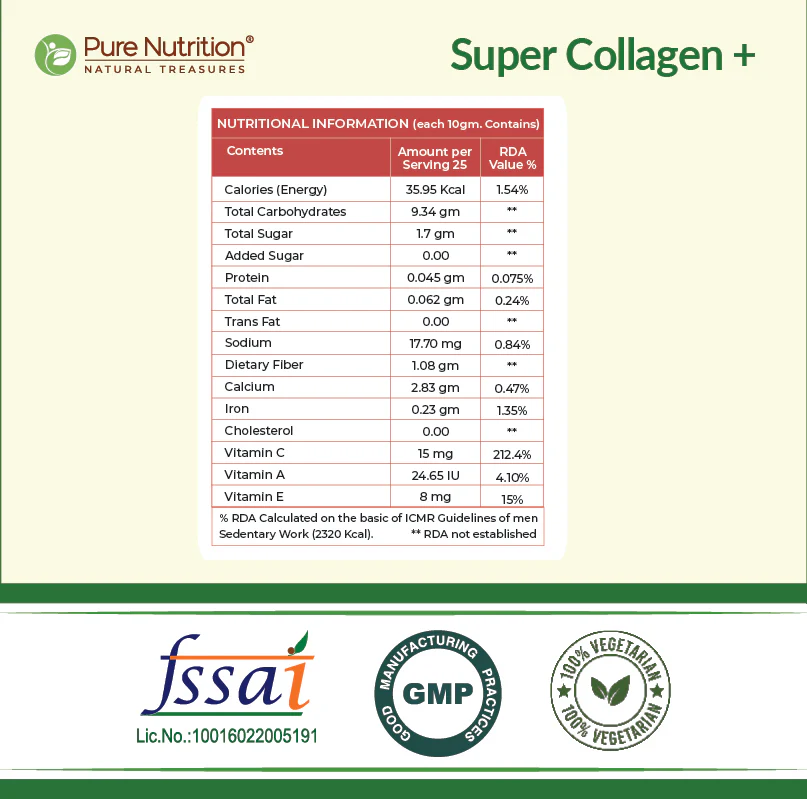 Pure Nutrition Plant-Based Super Collagen+ | Power Blend |Vegan Collagen Support - Image 6