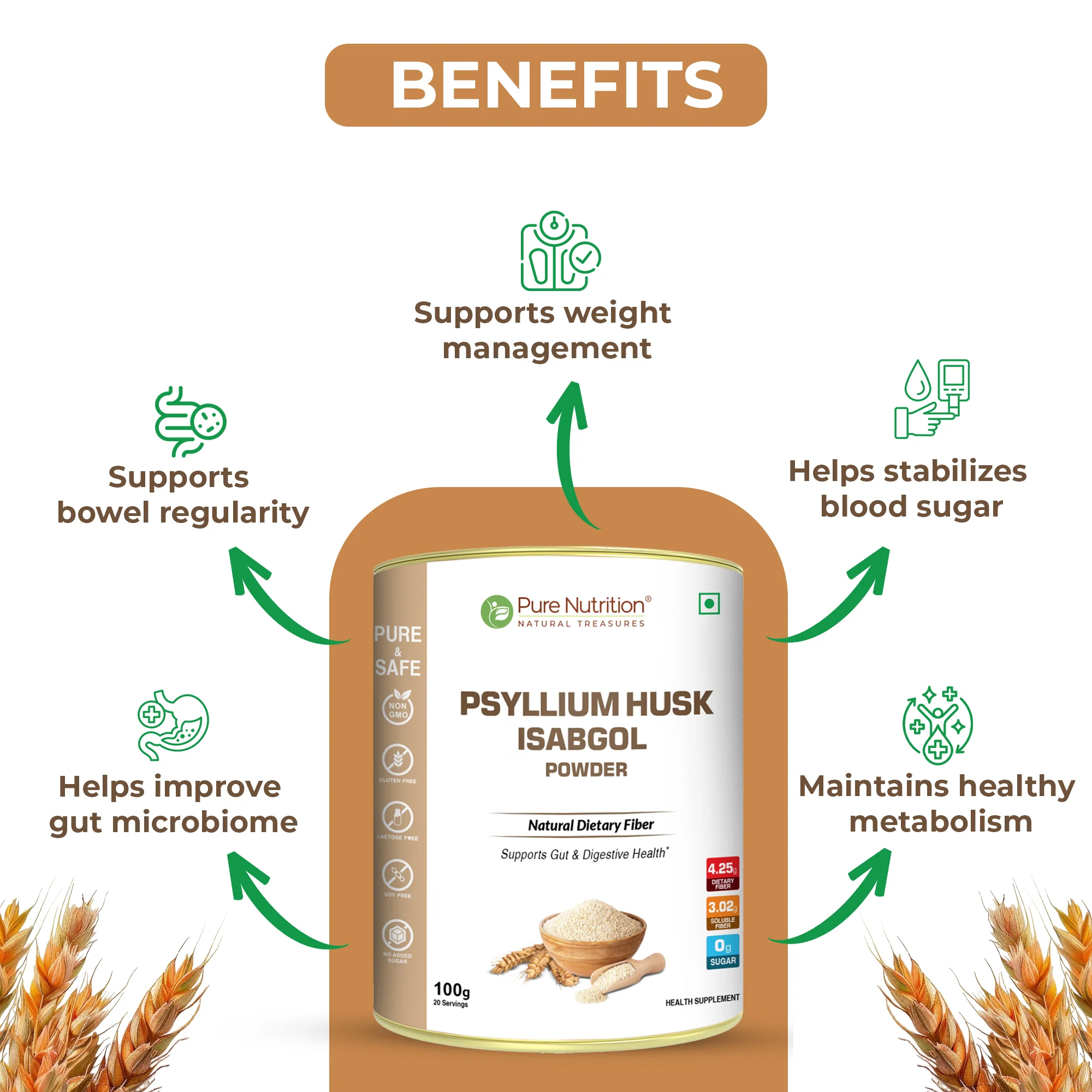 Pure Nutrition Psyllium Husk Isabgol Powder – Natural Dietary Fiber - Image 3
