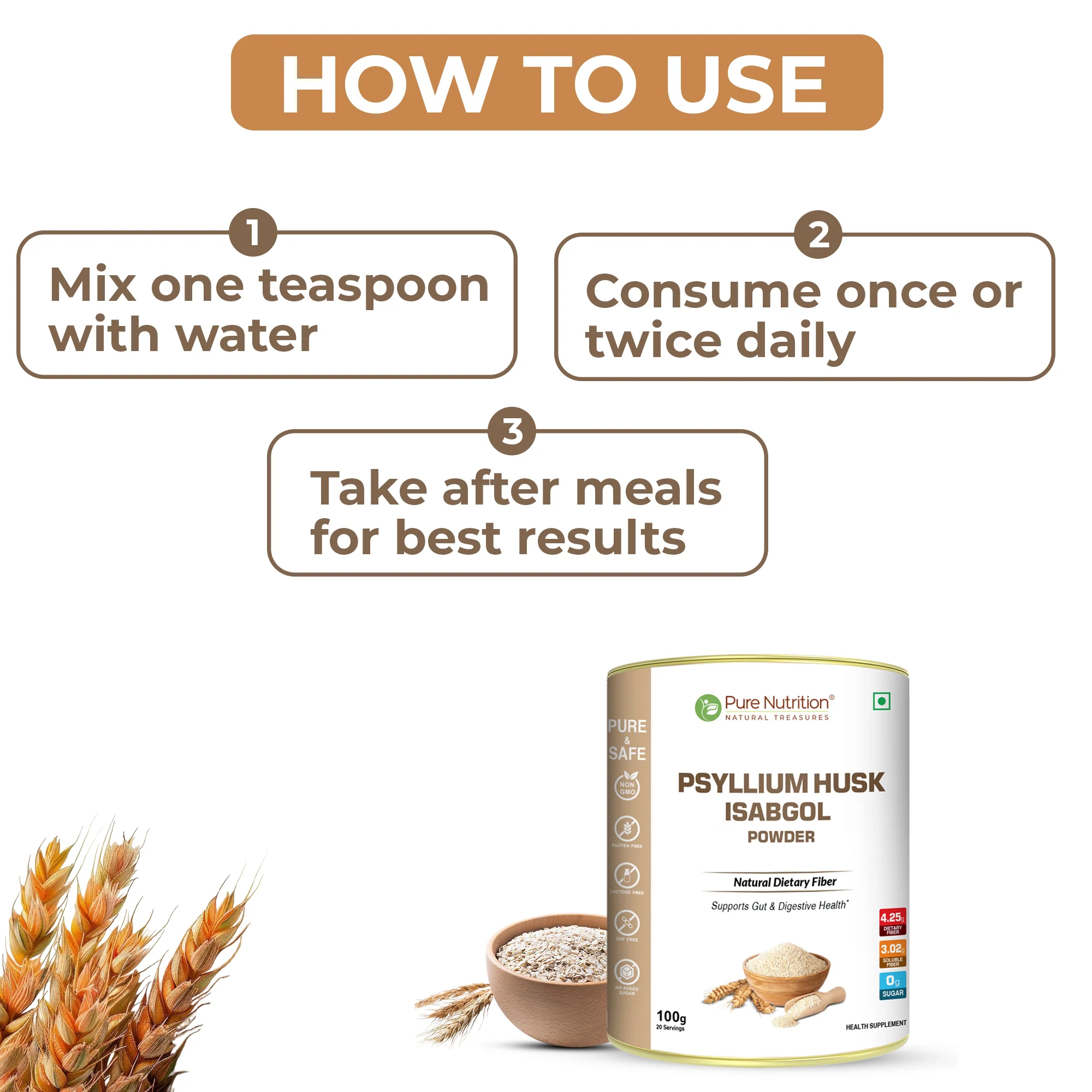 Pure Nutrition Psyllium Husk Isabgol Powder – Natural Dietary Fiber - Image 5