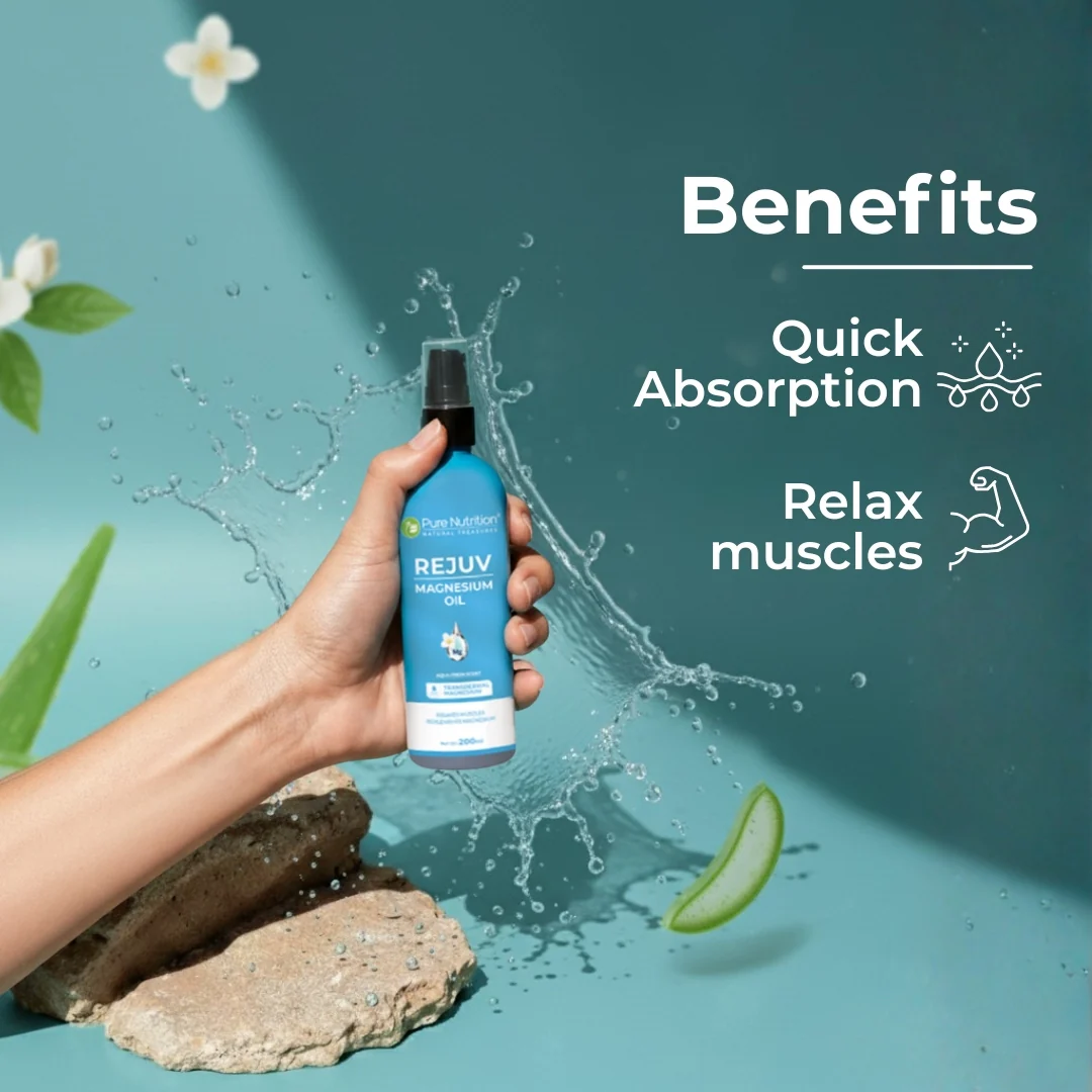 Pure Nutrition Rejuv Magnesium Oil with Aloe Vera, Jasmine & Peppermint Oil – 200ml - Image 5