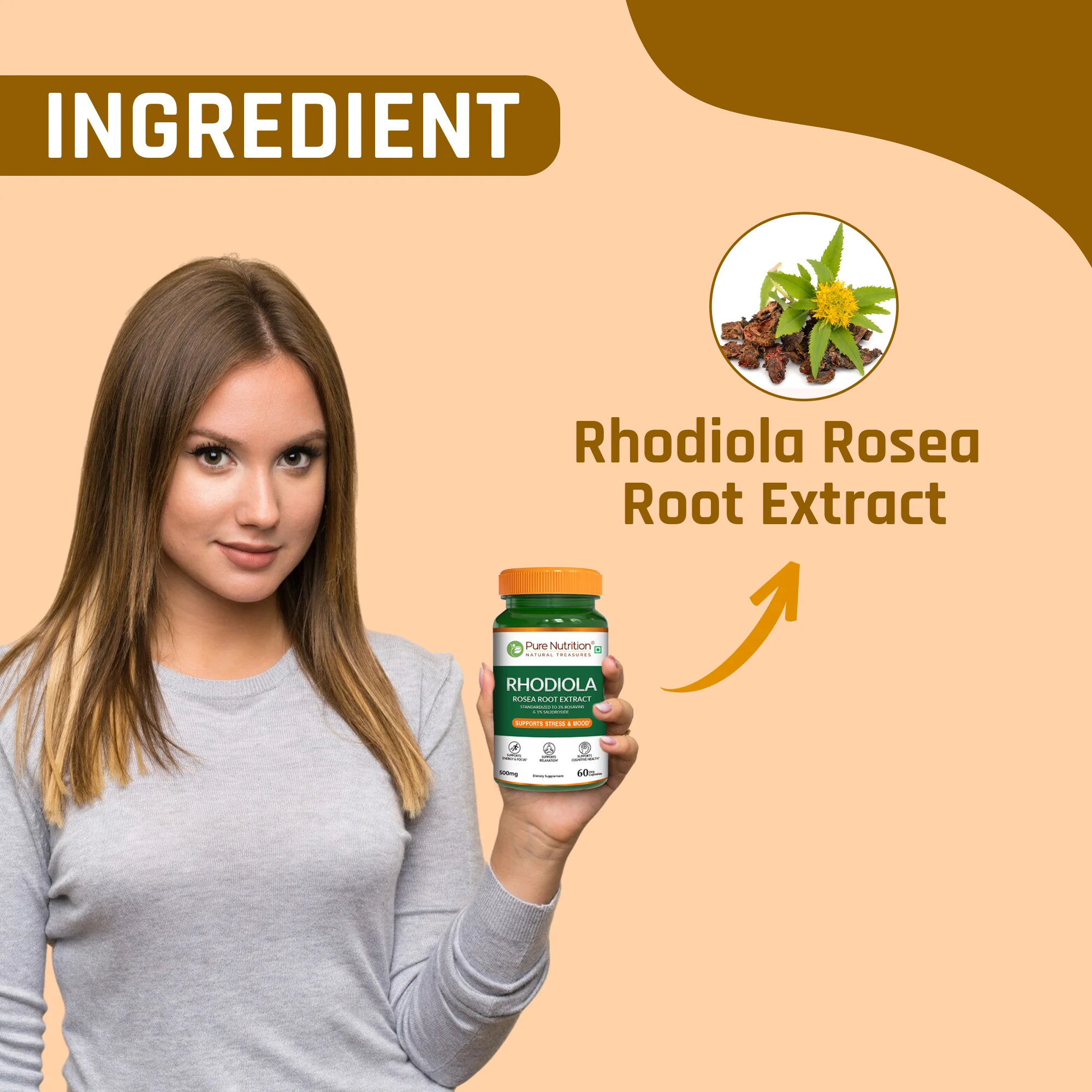 Pure Nutrition Rhodiola Rosea Root Extract – 500mg, 60 Veg Capsules - Image 4