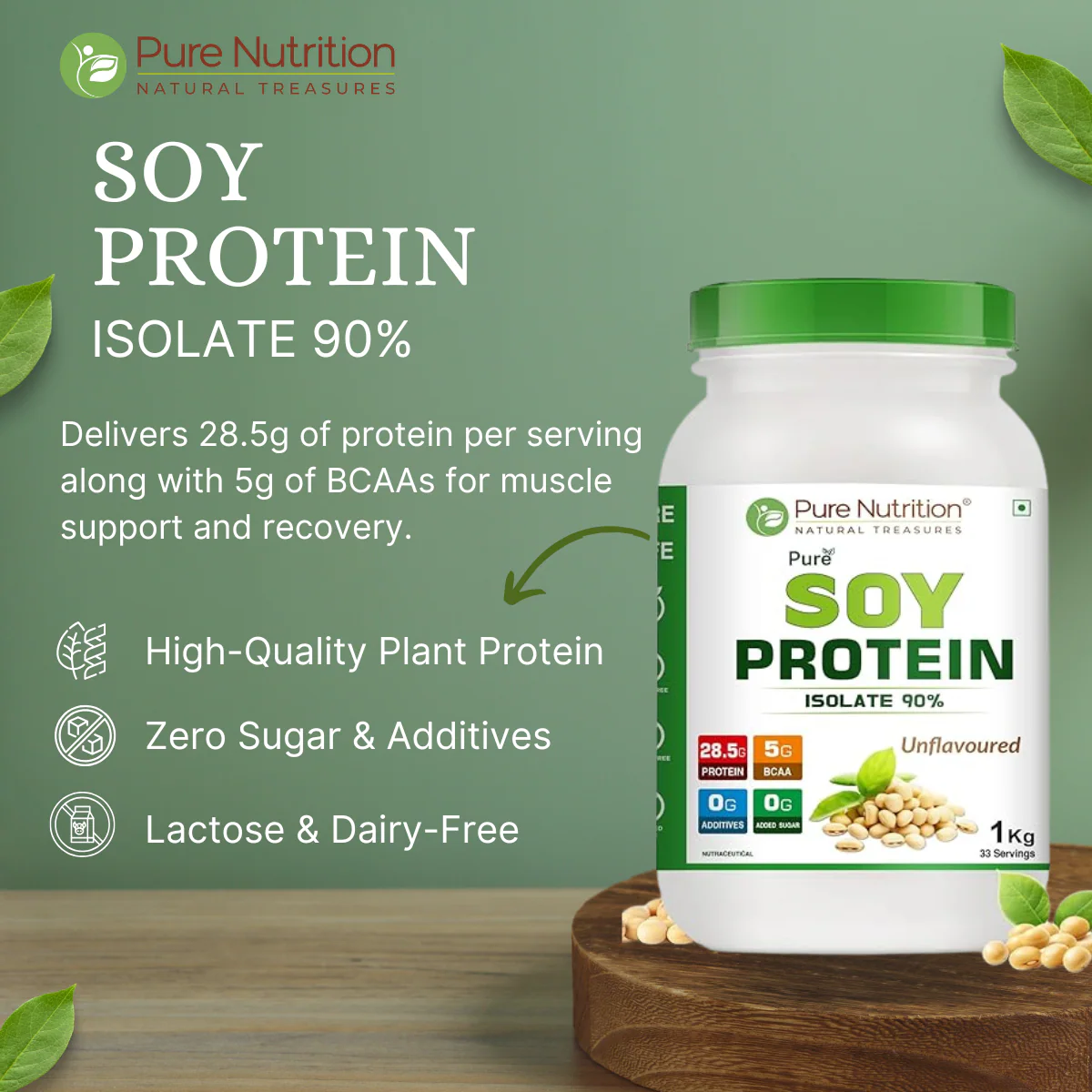 Pure Nutrition Soy Protein Powder, 100% Pure - 1kg | Isolate 90%, Unflavoured - For Muscle Growth, Recovery, and Overall Health. - Image 5