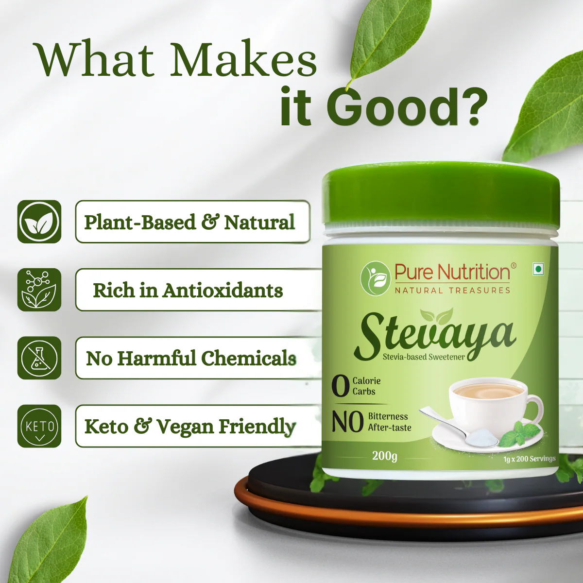 Pure Nutrition Stevaya – Stevia-Based Natural Sweetener – 200g - Image 4
