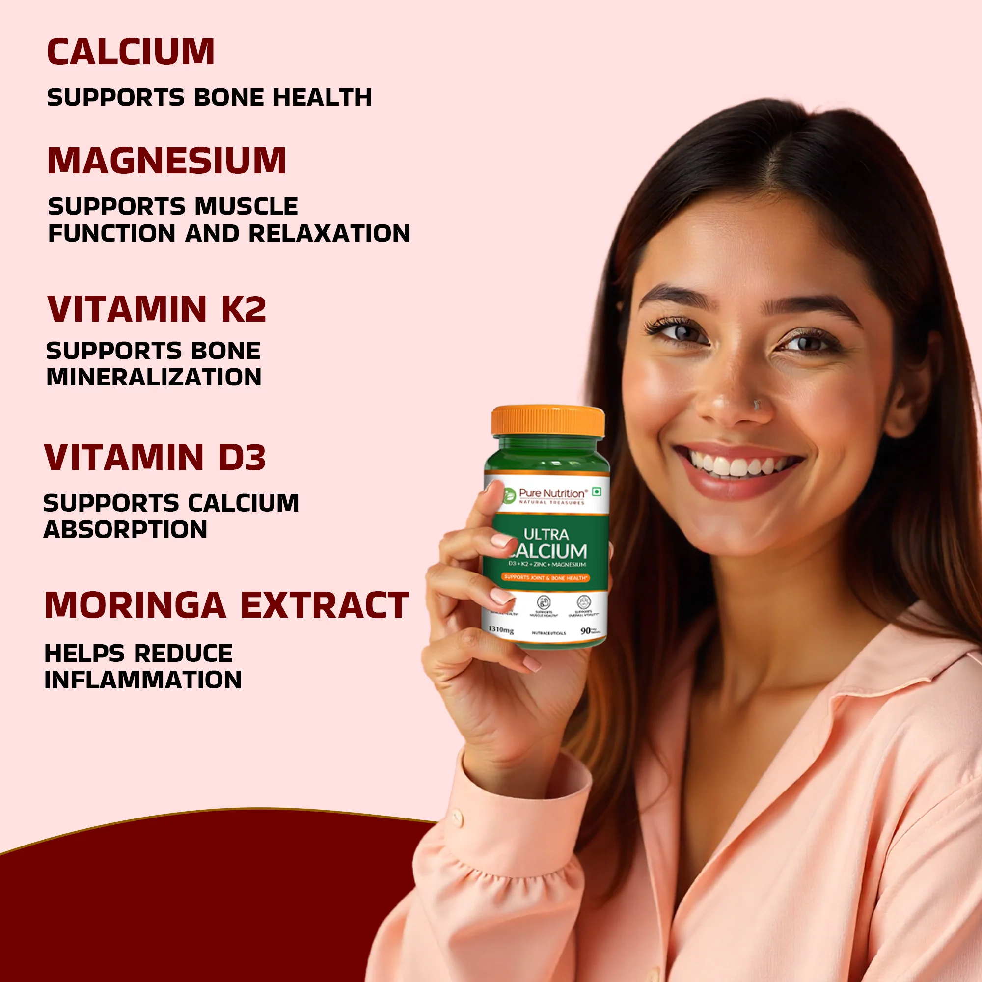 Pure Nutrition Ultra Calcium with D3, K2, Zinc & Magnesium - Image 5